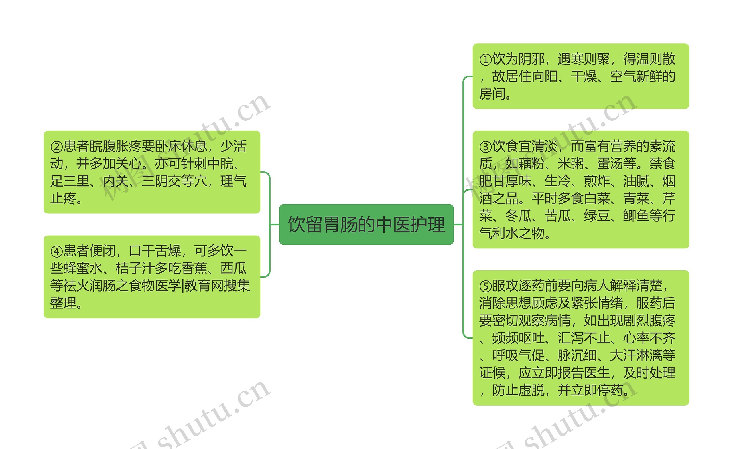 饮留胃肠的中医护理思维导图