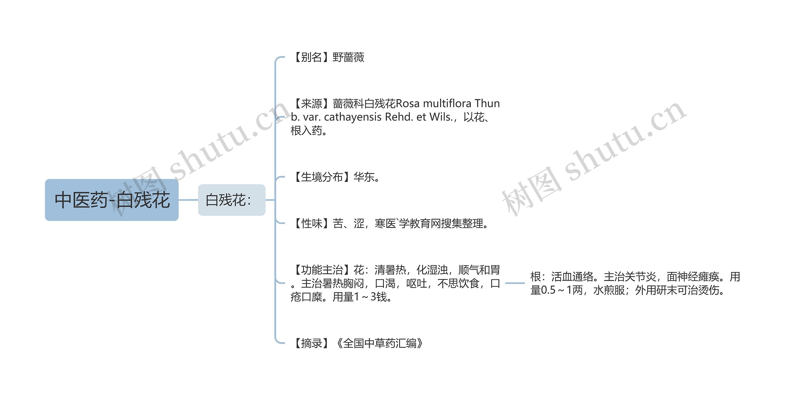 中医药-白残花思维导图