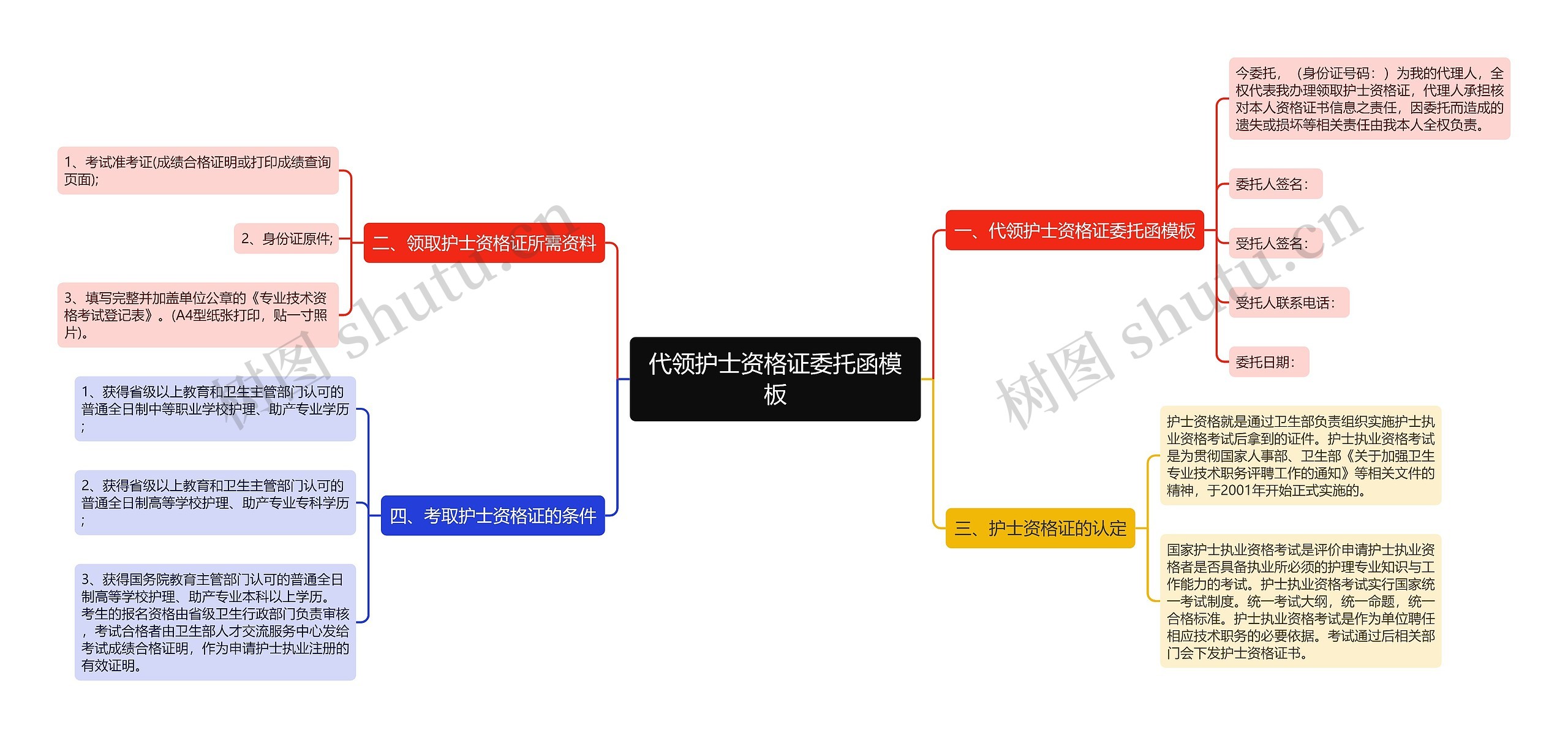 代领护士资格证委托函思维导图