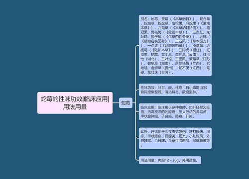 蛇莓的性味功效|临床应用|用法用量