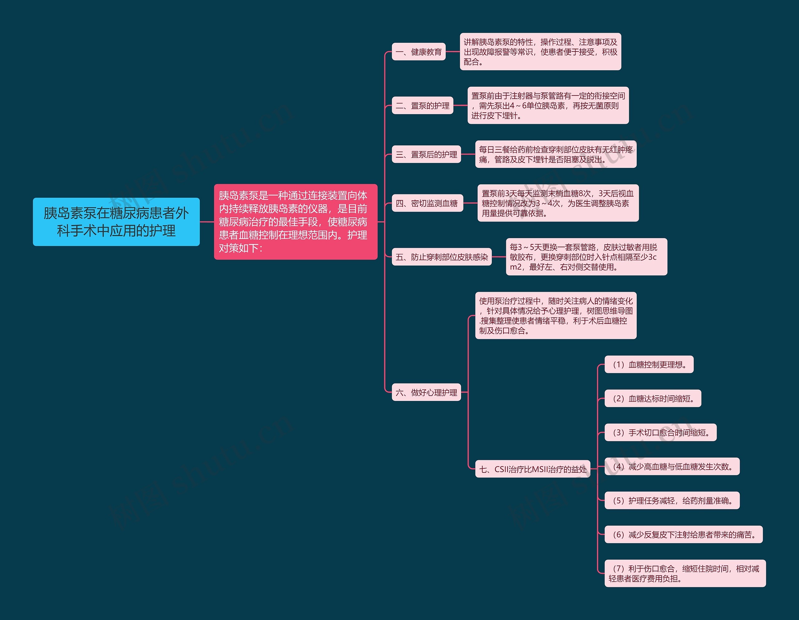 胰岛素泵在糖尿病患者外科手术中应用的护理思维导图