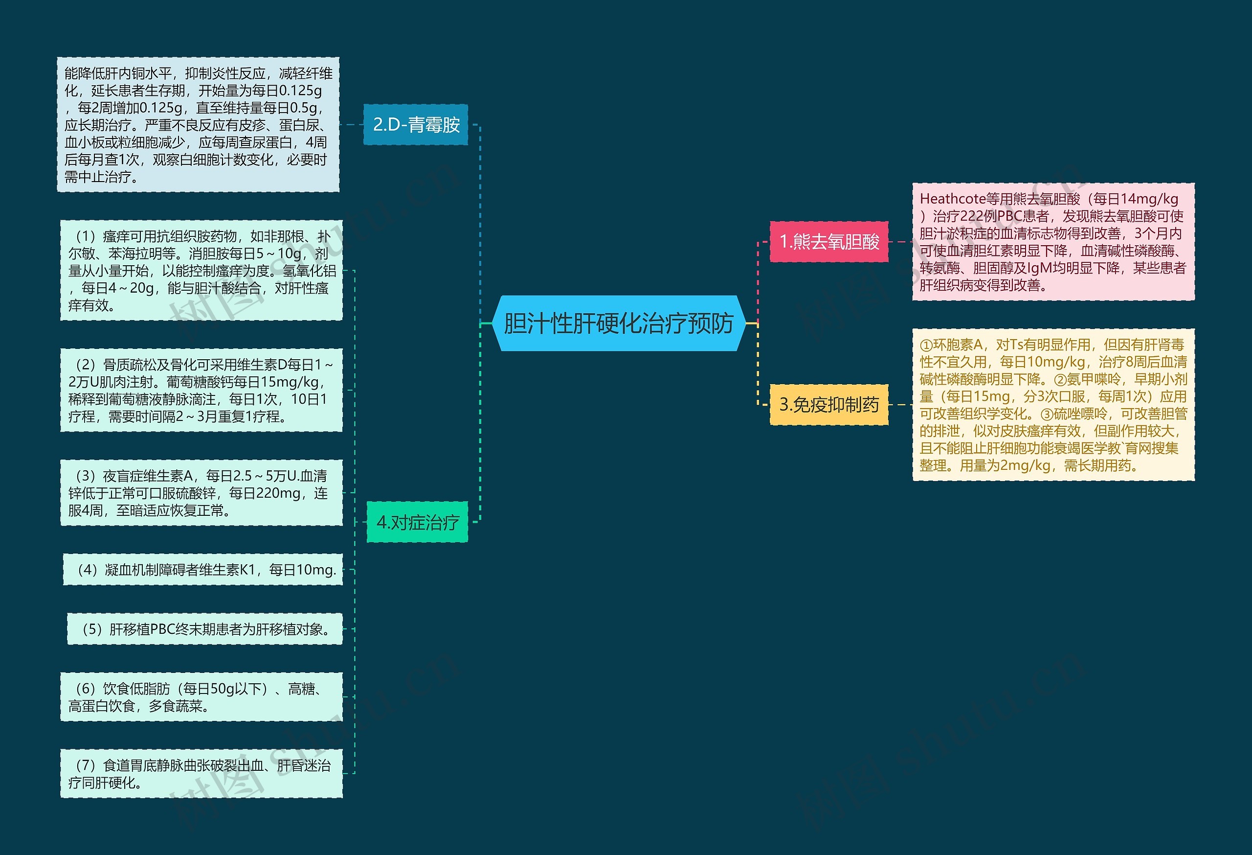 胆汁性肝硬化治疗预防思维导图