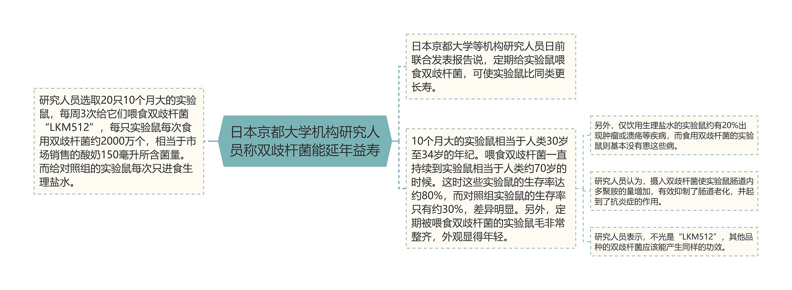 日本京都大学机构研究人员称双歧杆菌能延年益寿思维导图