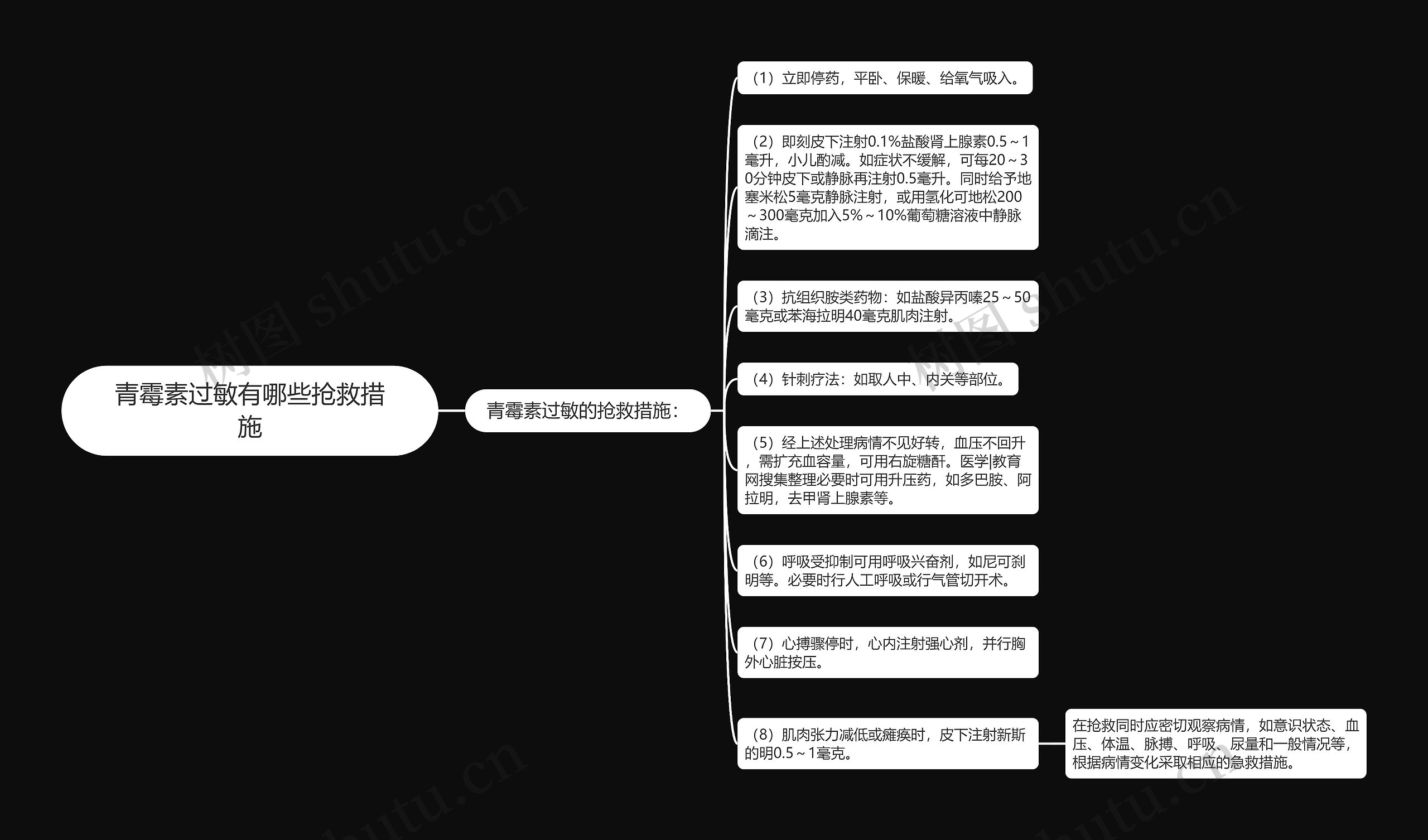 青霉素过敏有哪些抢救措施思维导图