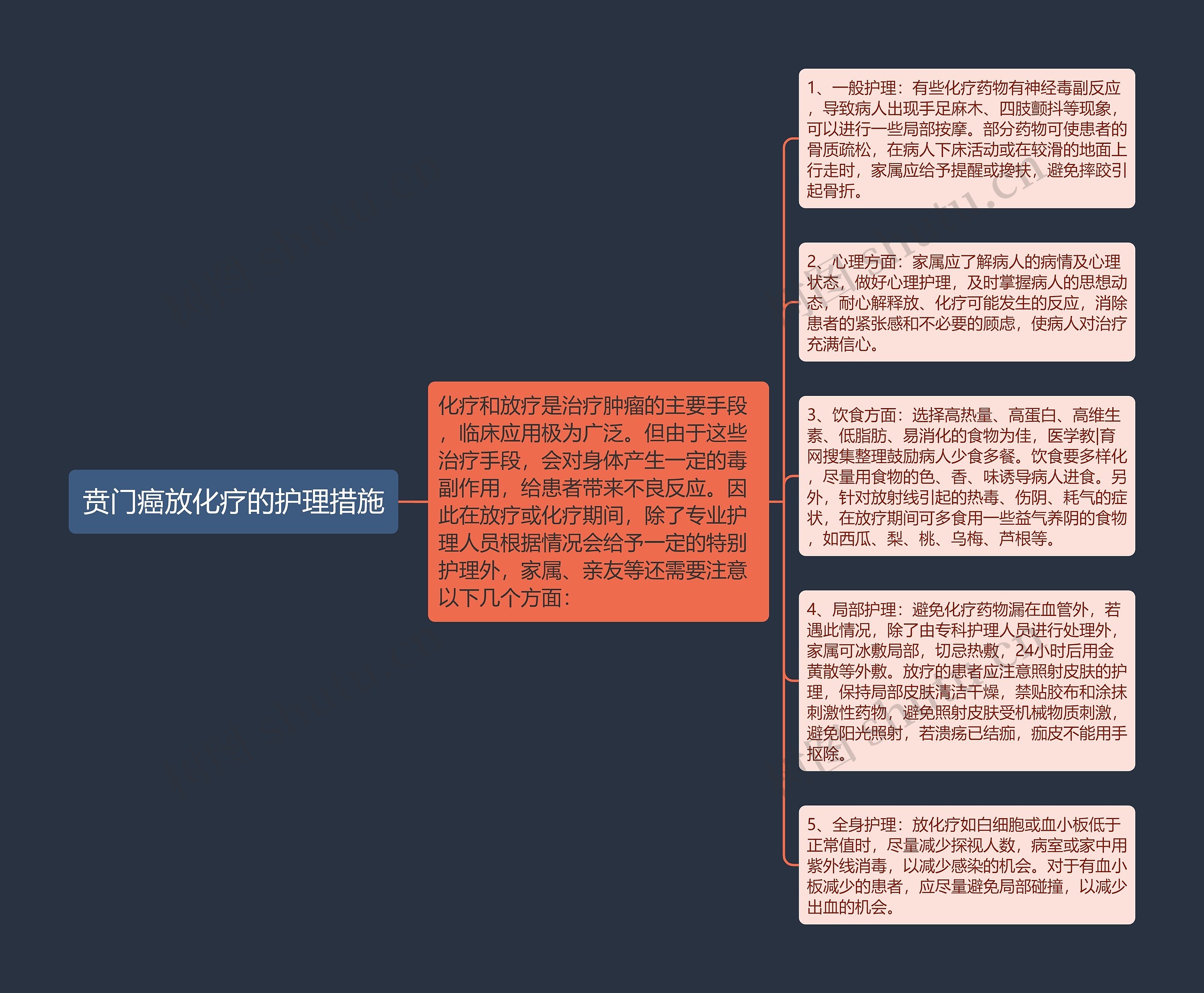 贲门癌放化疗的护理措施思维导图