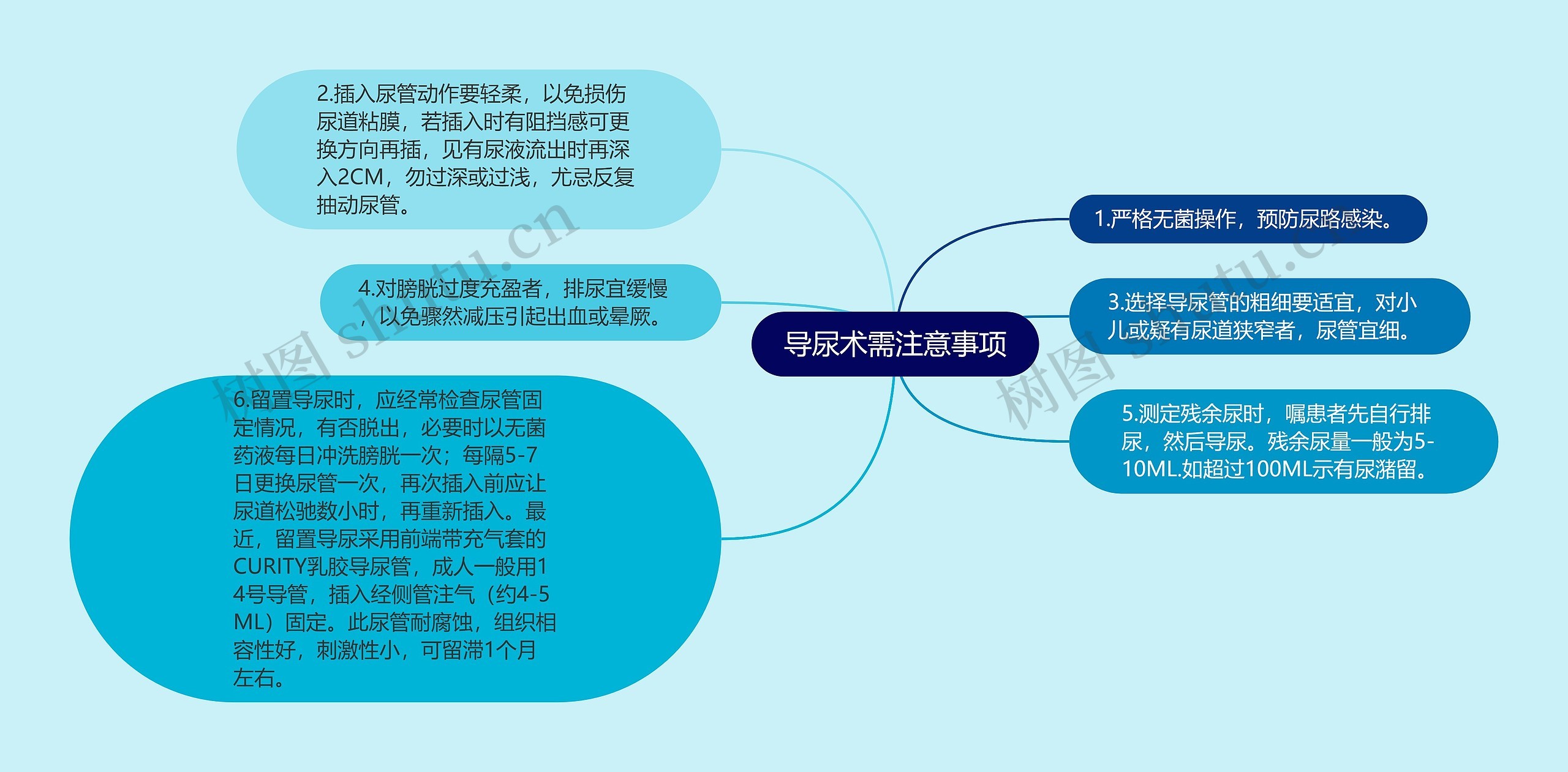 导尿术需注意事项思维导图