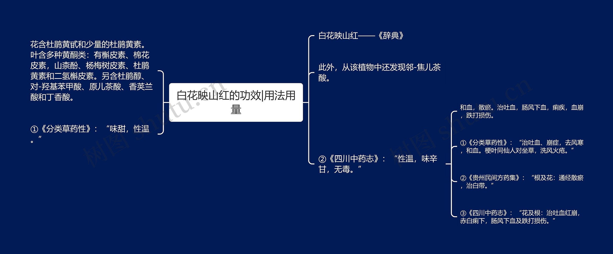 白花映山红的功效|用法用量思维导图