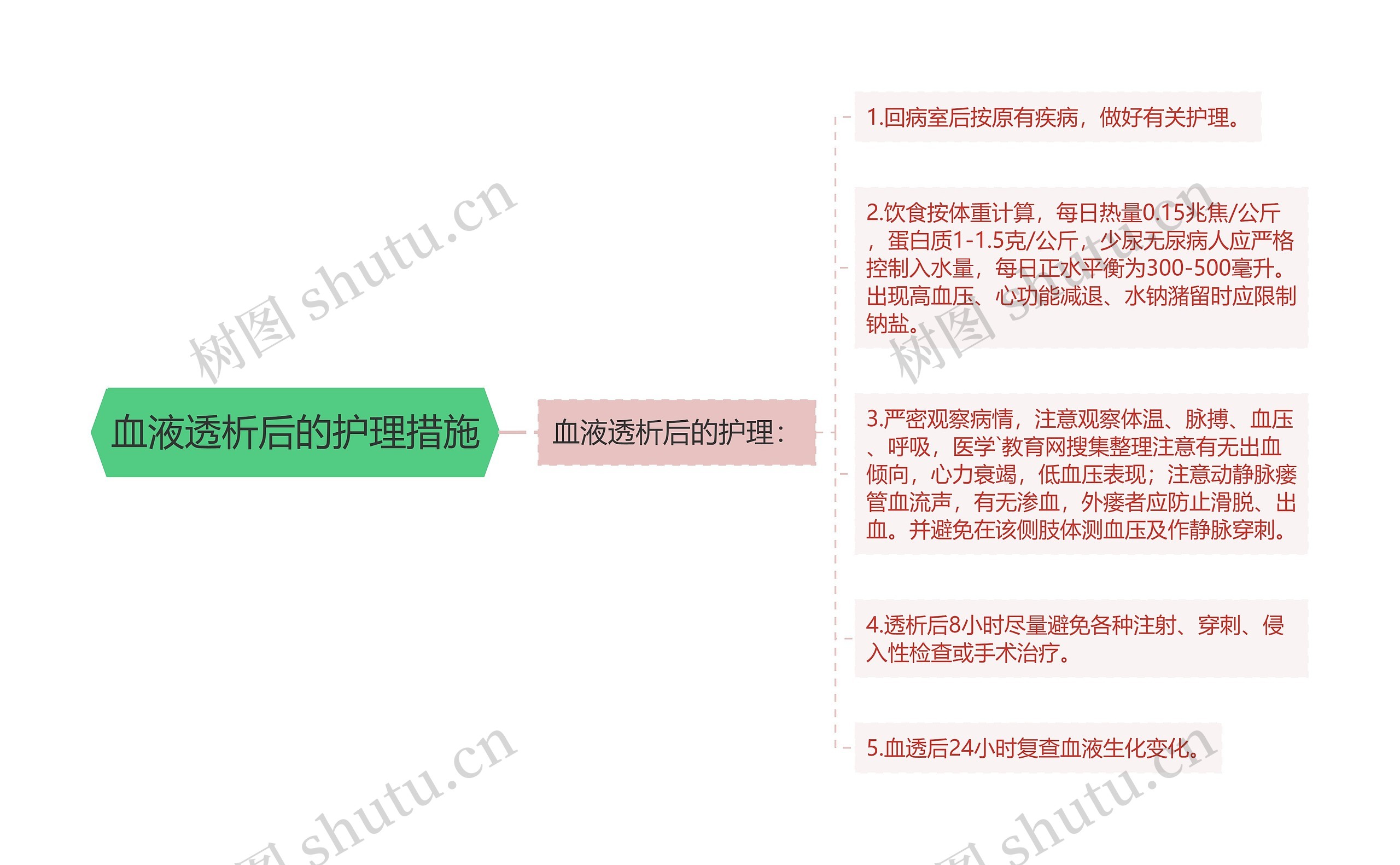 血液透析后的护理措施思维导图