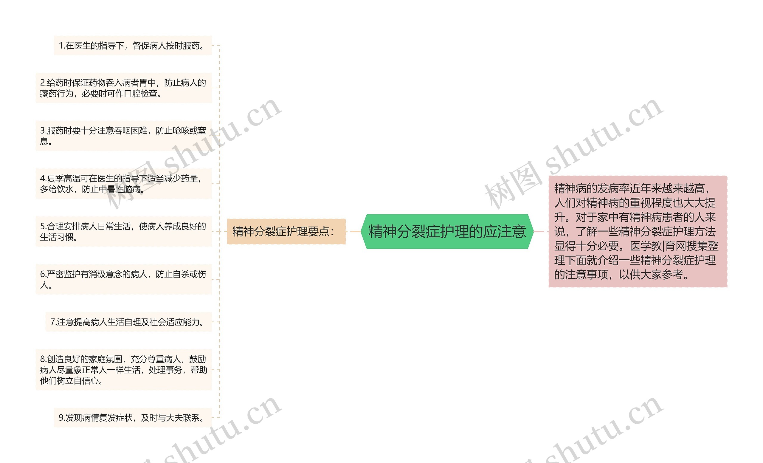 精神分裂症护理的应注意思维导图