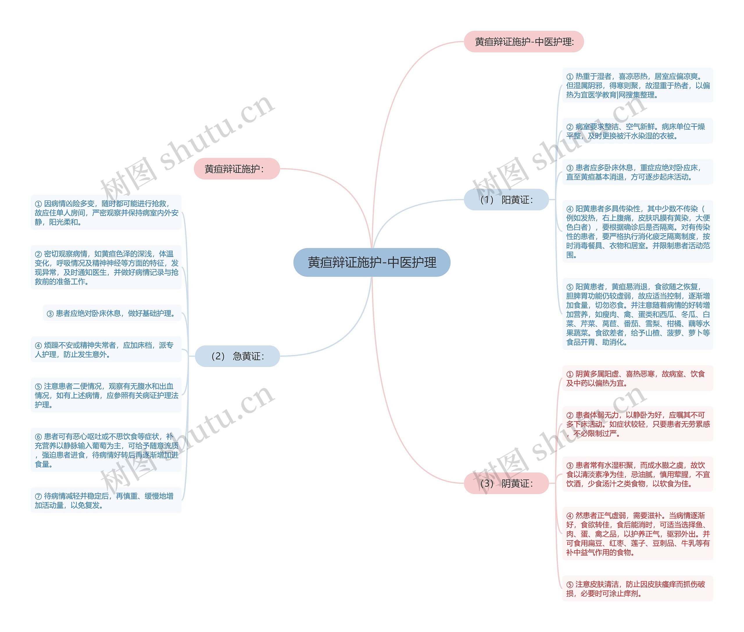 黄疸辩证施护-中医护理思维导图