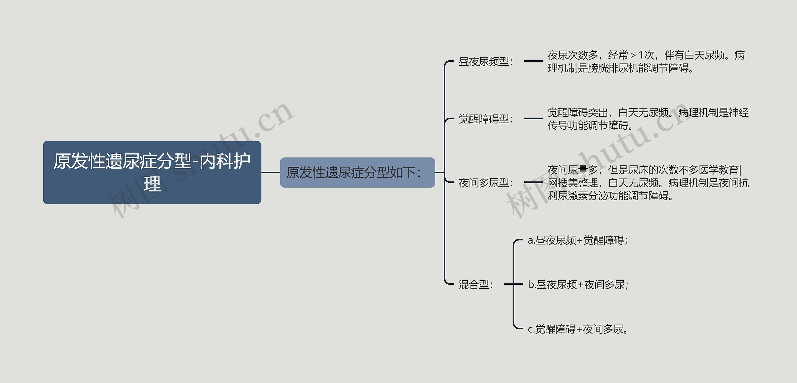 原发性遗尿症分型-内科护理思维导图