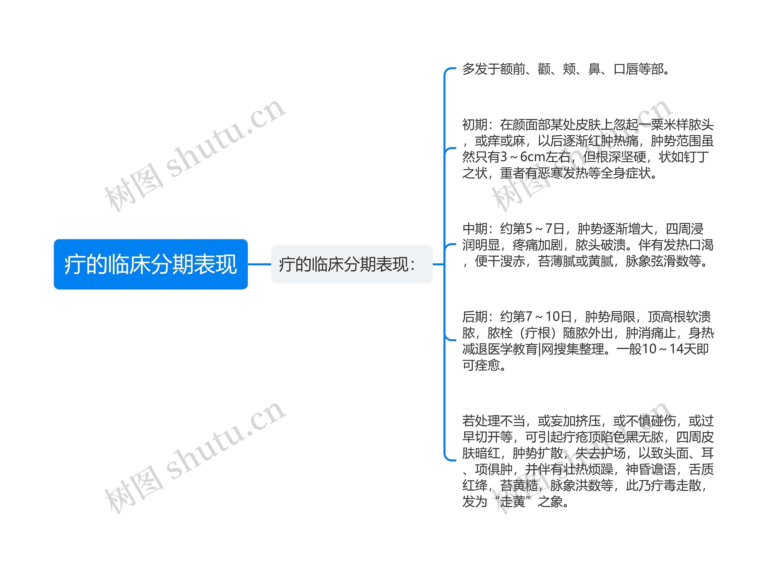 疔的临床分期表现思维导图