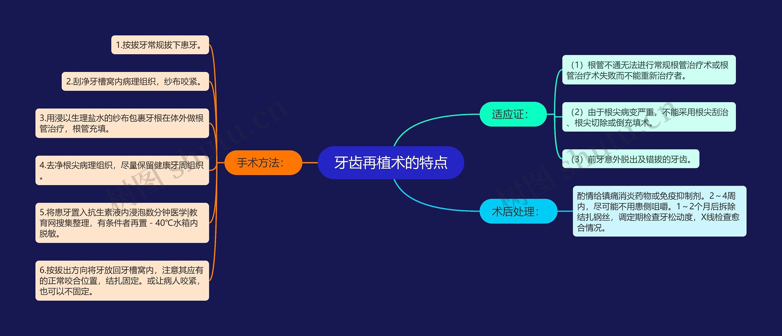 牙齿再植术的特点思维导图