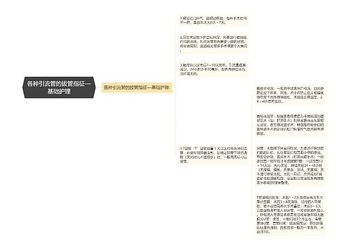 各种引流管的拔管指征—基础护理