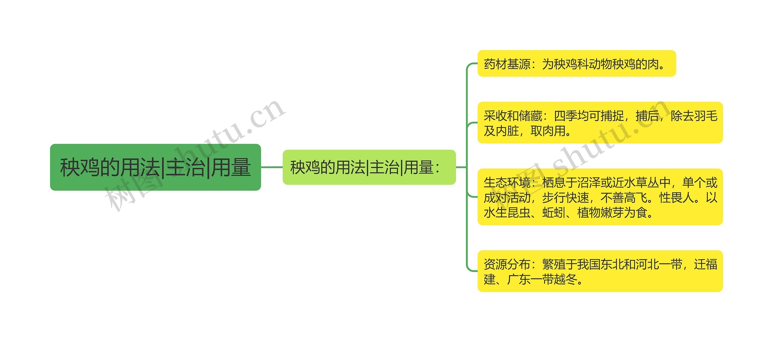 秧鸡的用法|主治|用量思维导图