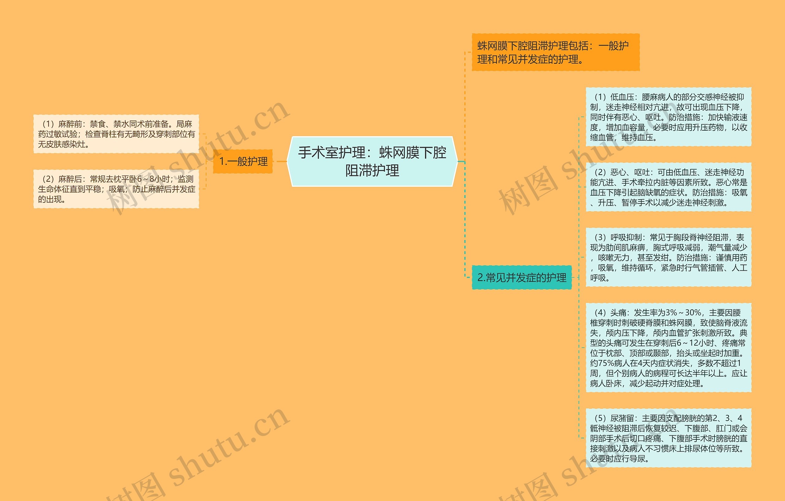 手术室护理：蛛网膜下腔阻滞护理思维导图