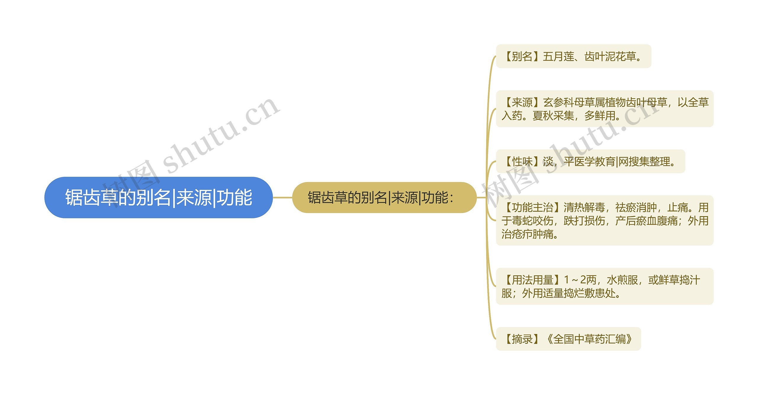 锯齿草的别名|来源|功能思维导图