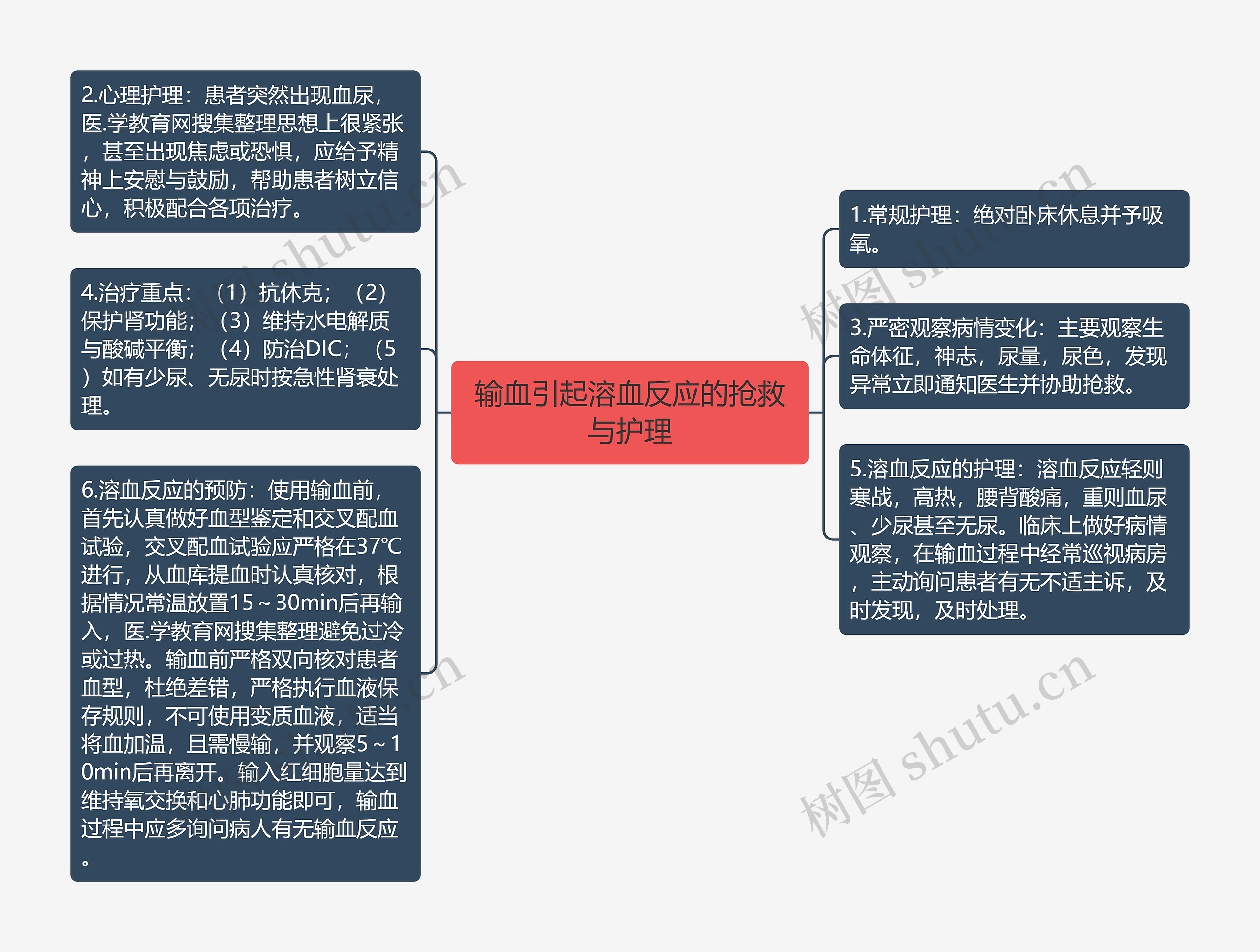 输血引起溶血反应的抢救与护理思维导图