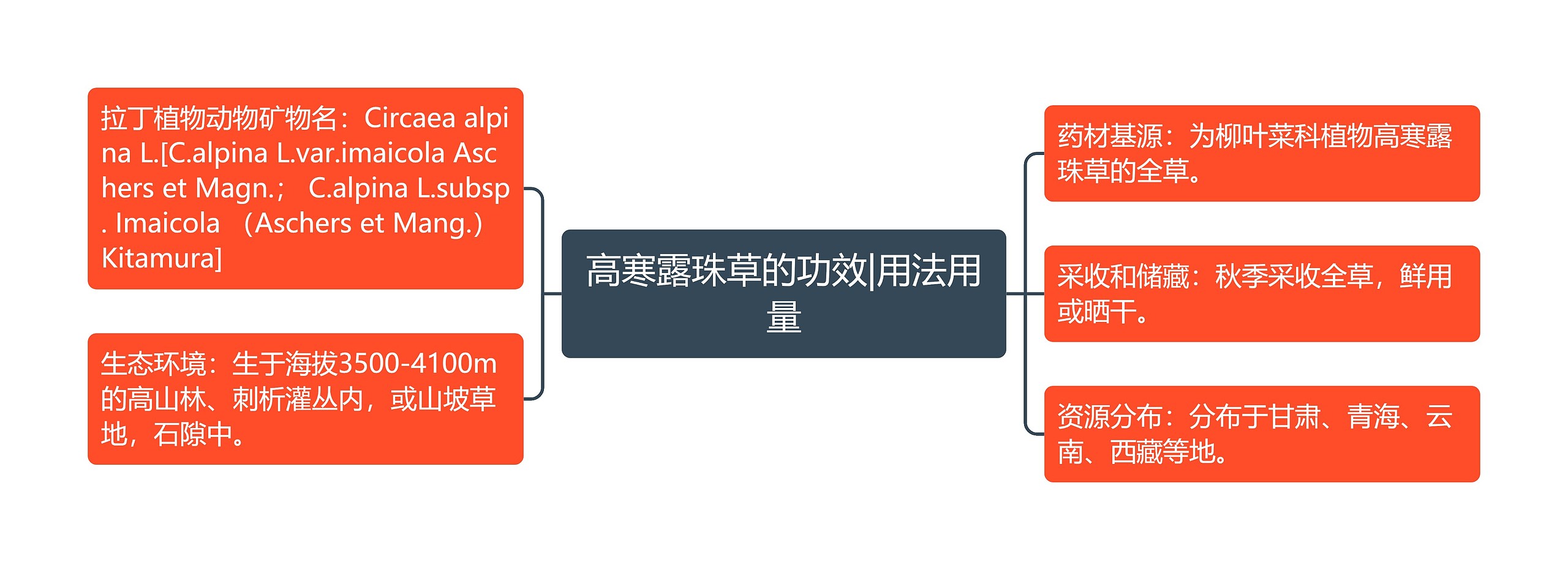 高寒露珠草的功效|用法用量思维导图