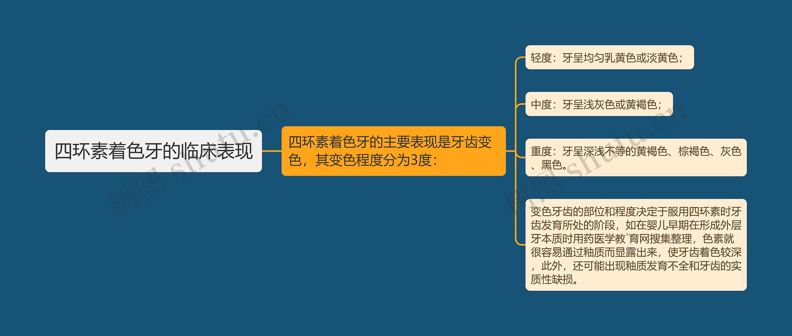 四环素着色牙的临床表现思维导图