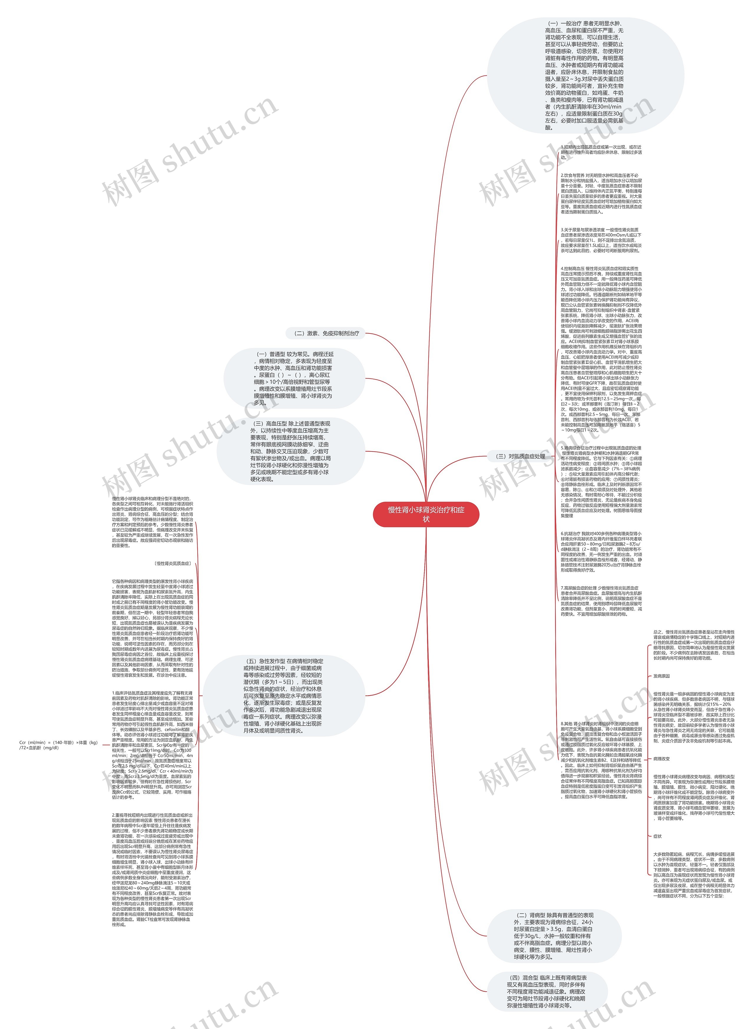 慢性肾小球肾炎治疗和症状思维导图