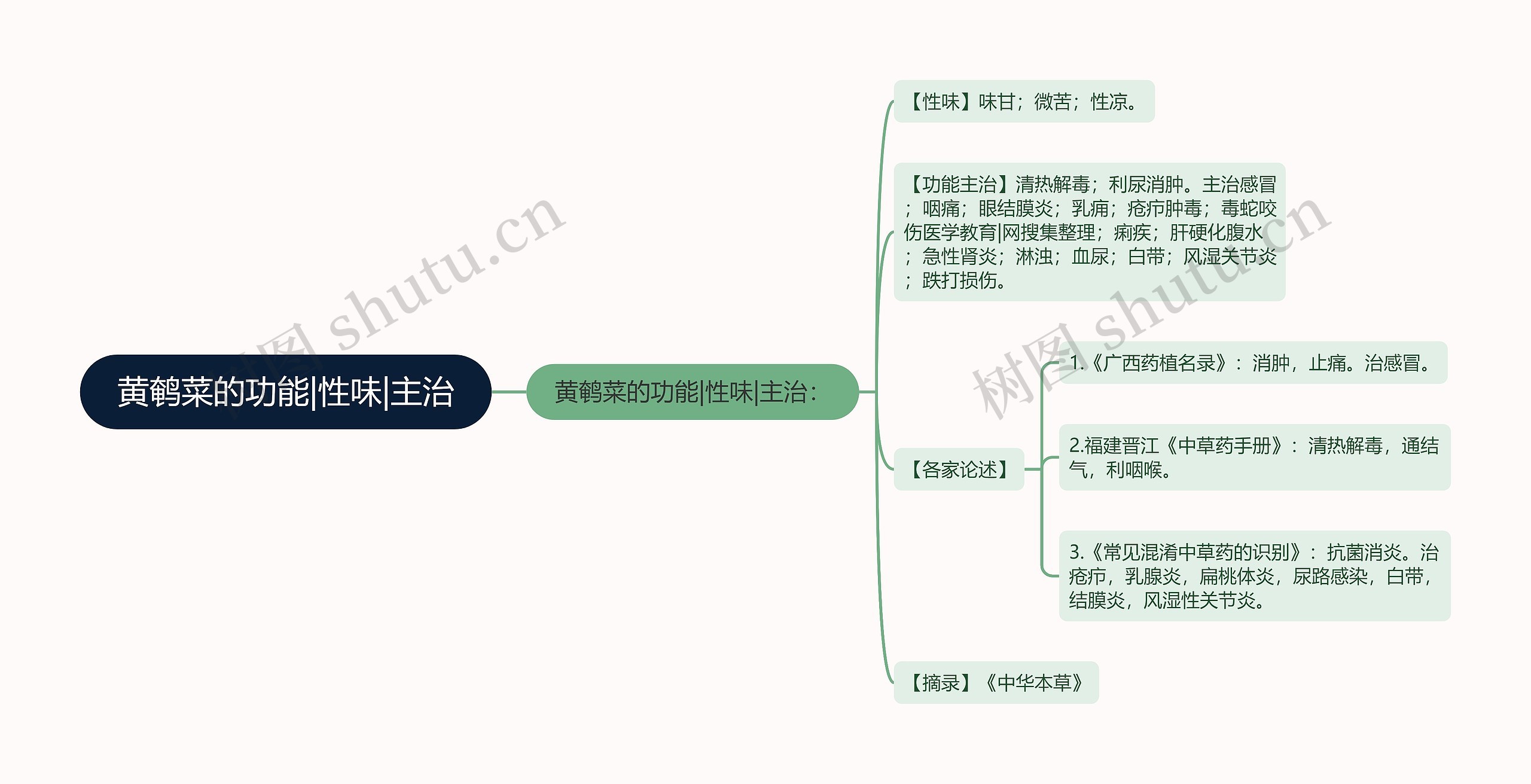 黄鹌菜的功能|性味|主治思维导图