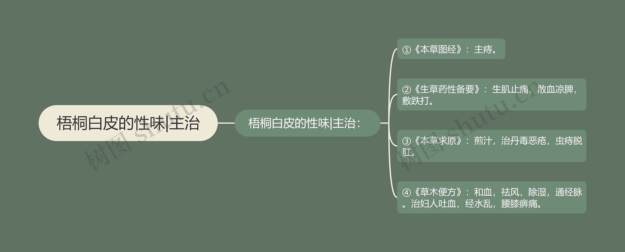 梧桐白皮的性味|主治思维导图