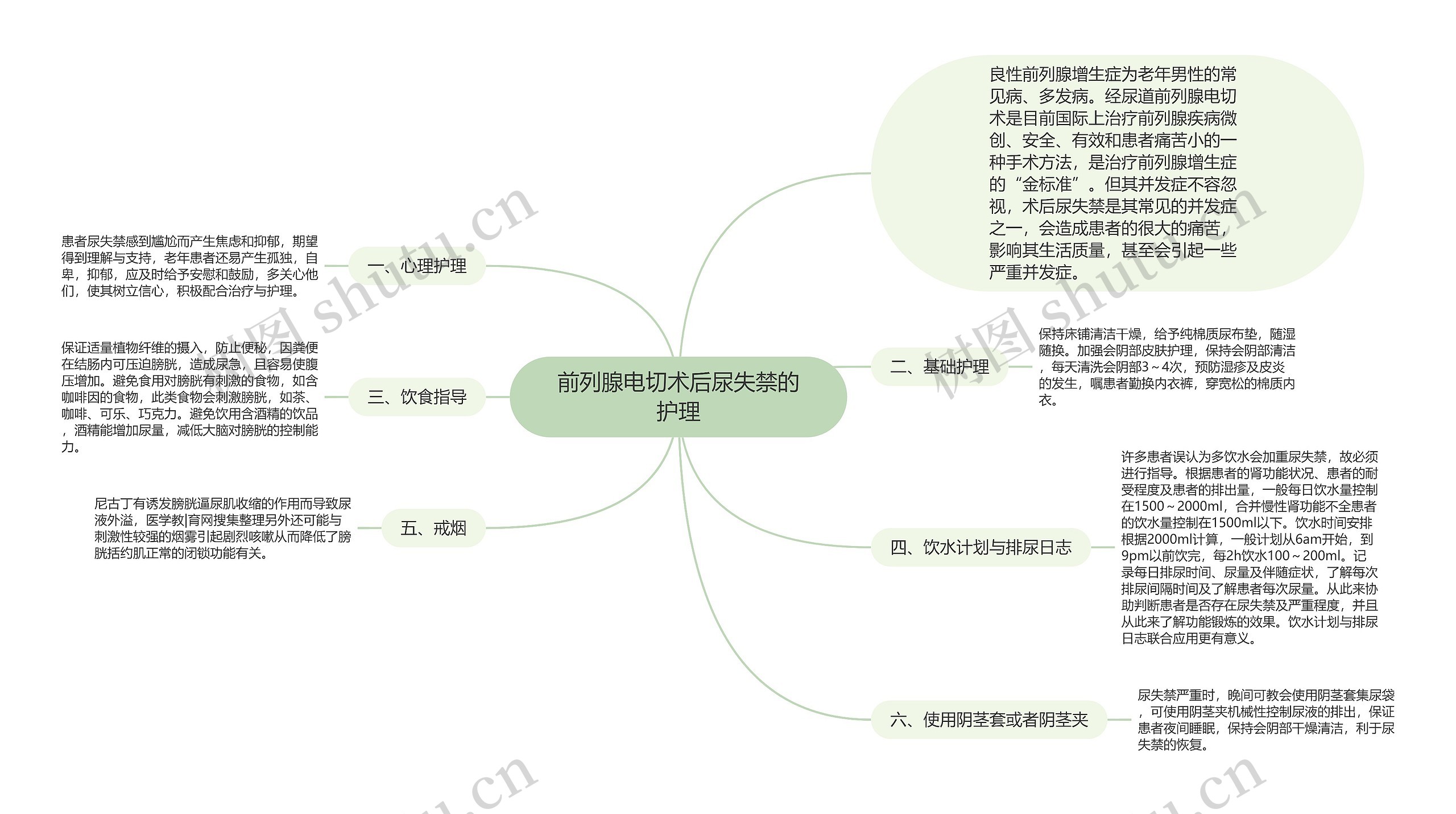 前列腺电切术后尿失禁的护理思维导图