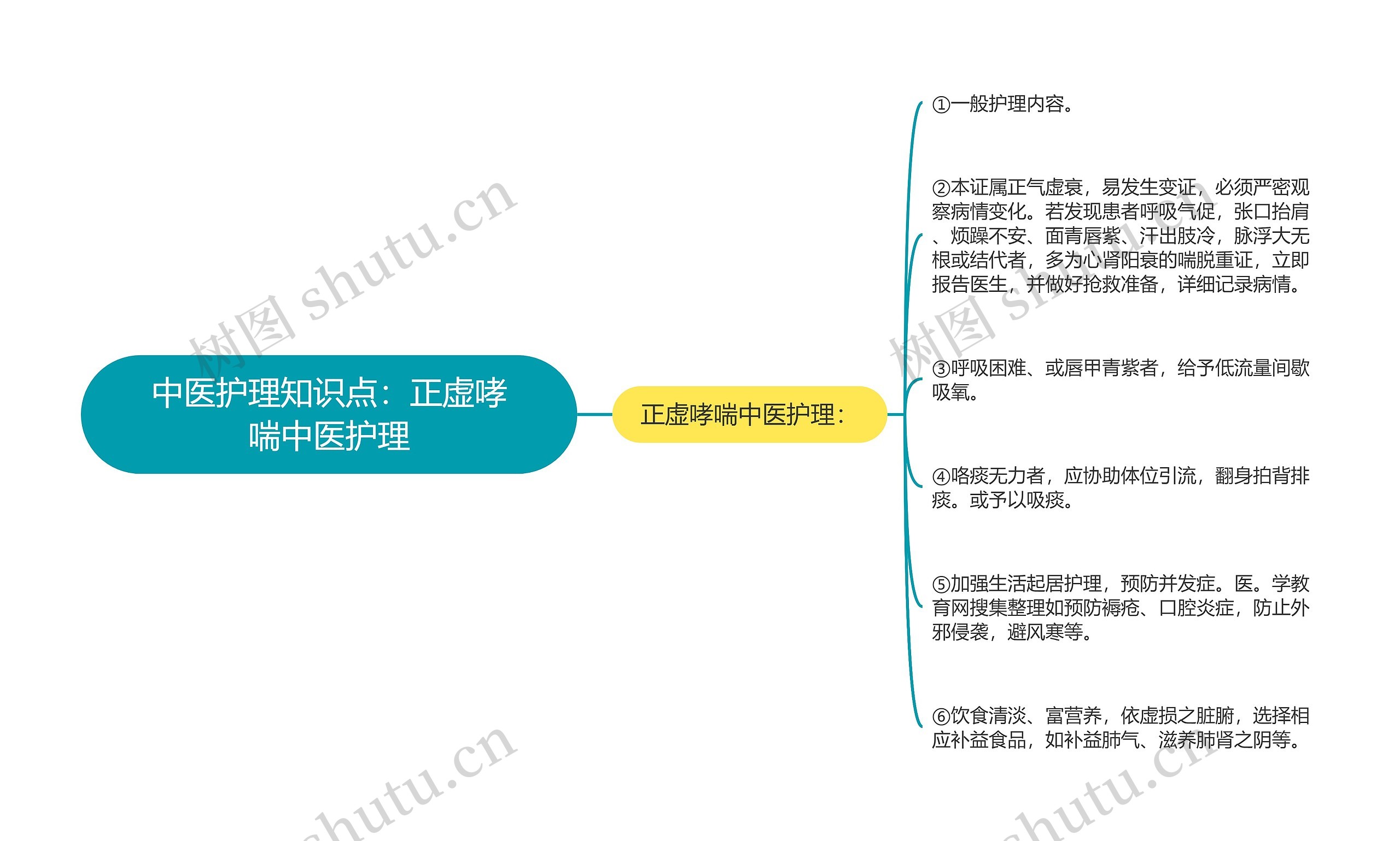 中医护理知识点：正虚哮喘中医护理思维导图