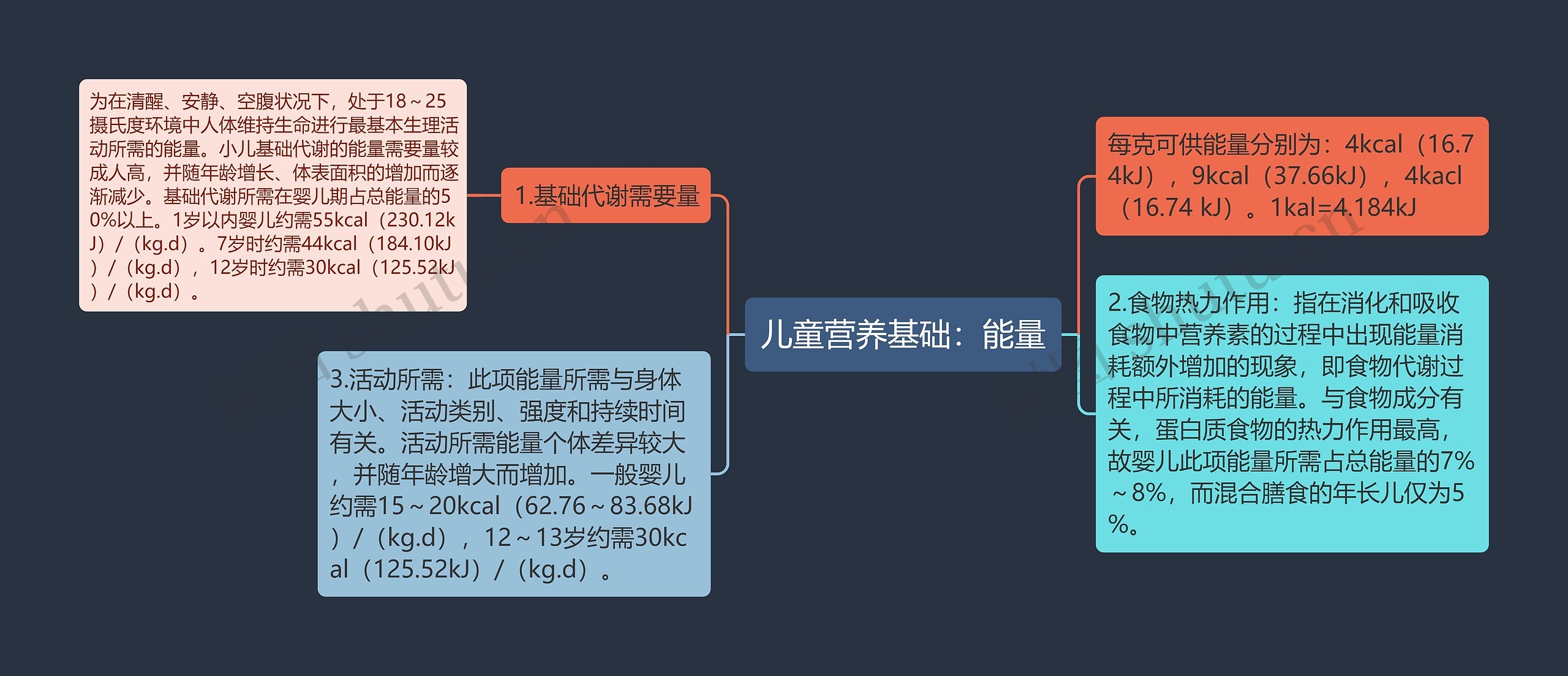 儿童营养基础：能量思维导图