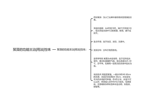 聚藻的功能主治|用法|性味