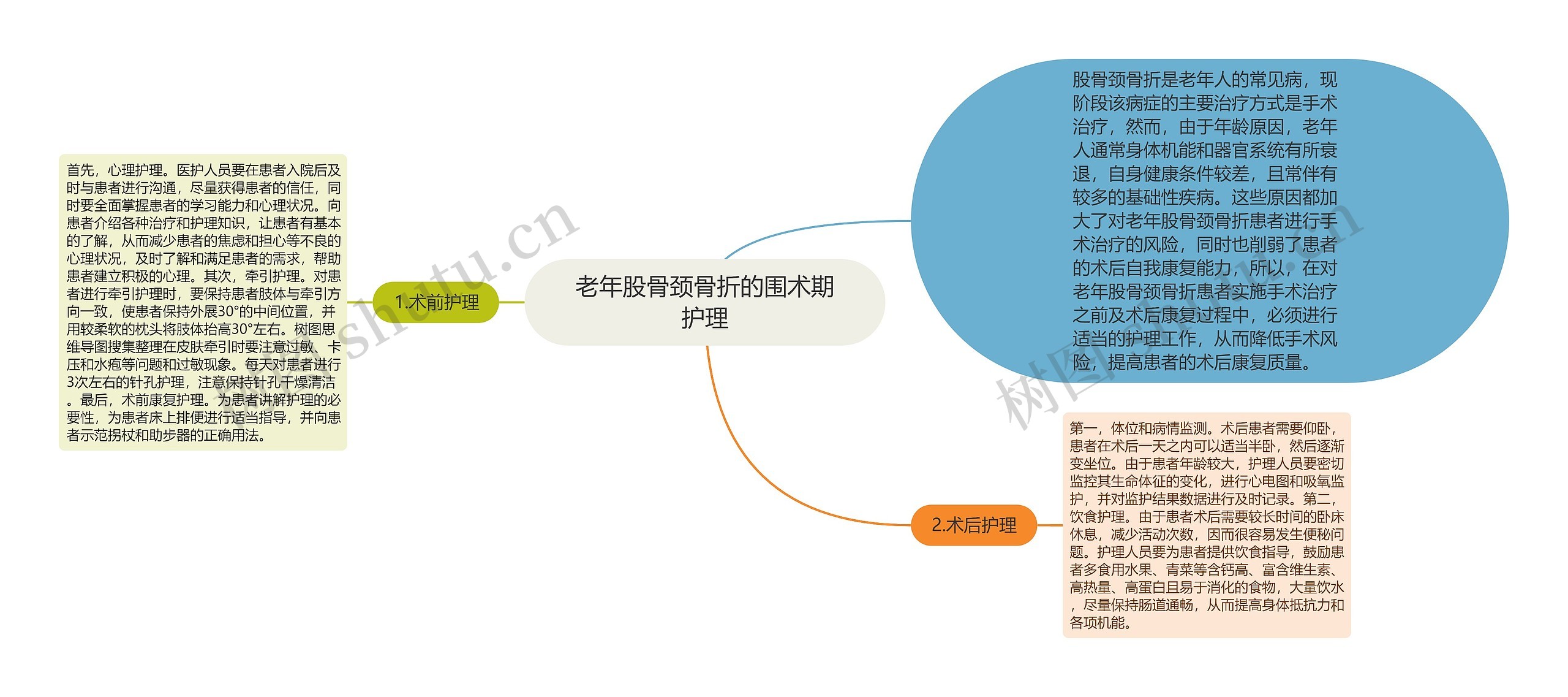 老年股骨颈骨折的围术期护理思维导图