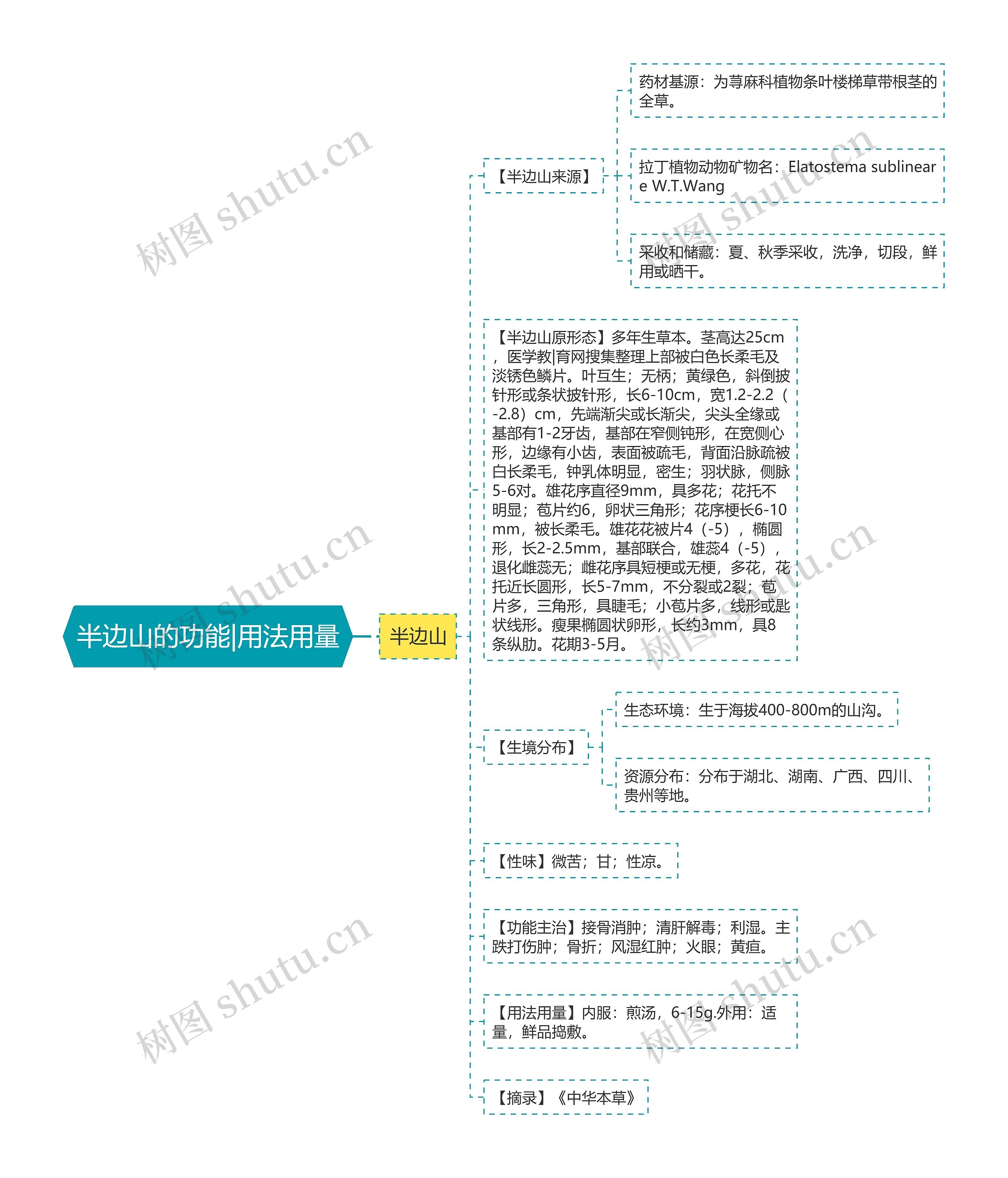 半边山的功能|用法用量思维导图