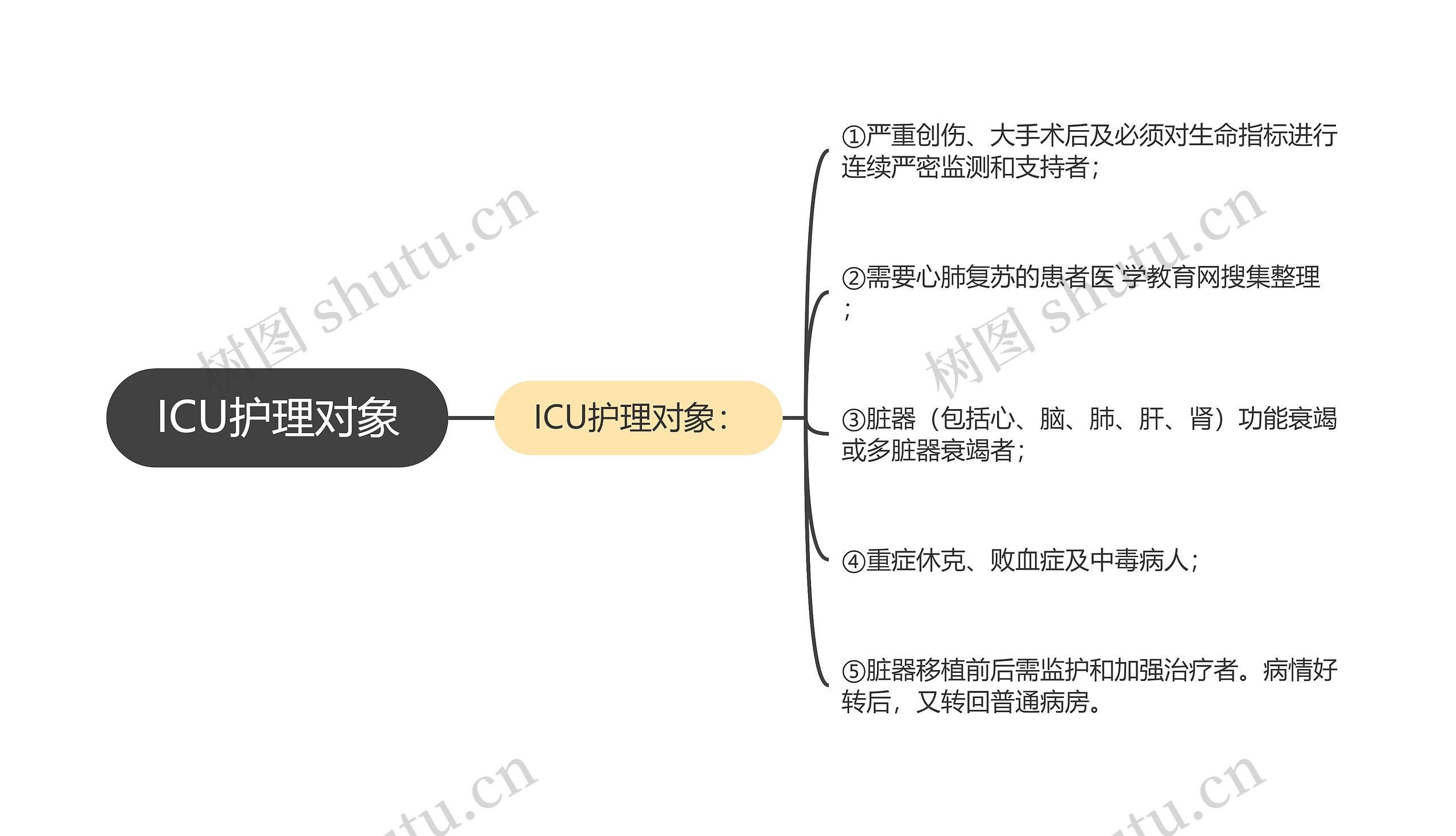 ICU护理对象思维导图