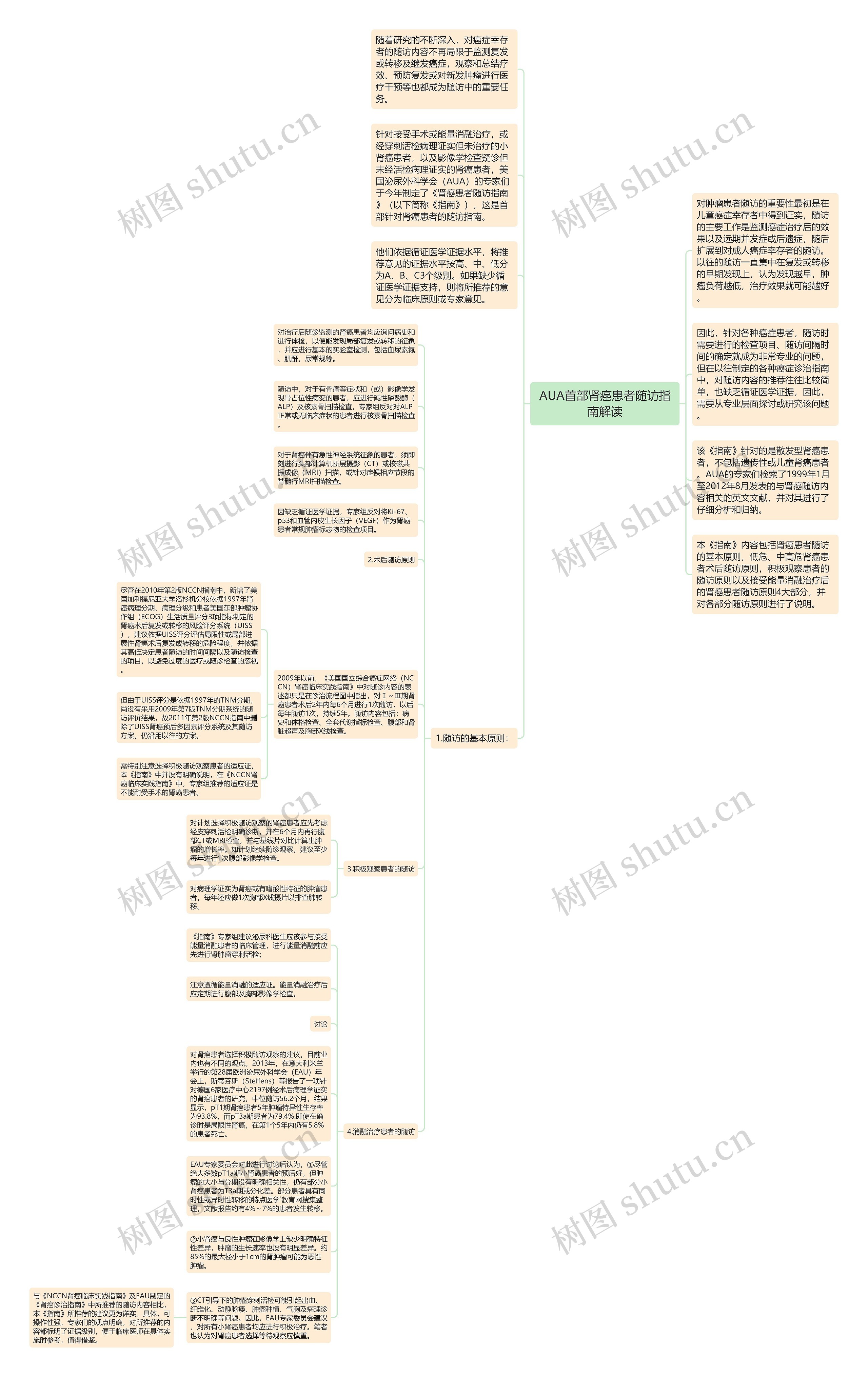 AUA首部肾癌患者随访指南解读思维导图