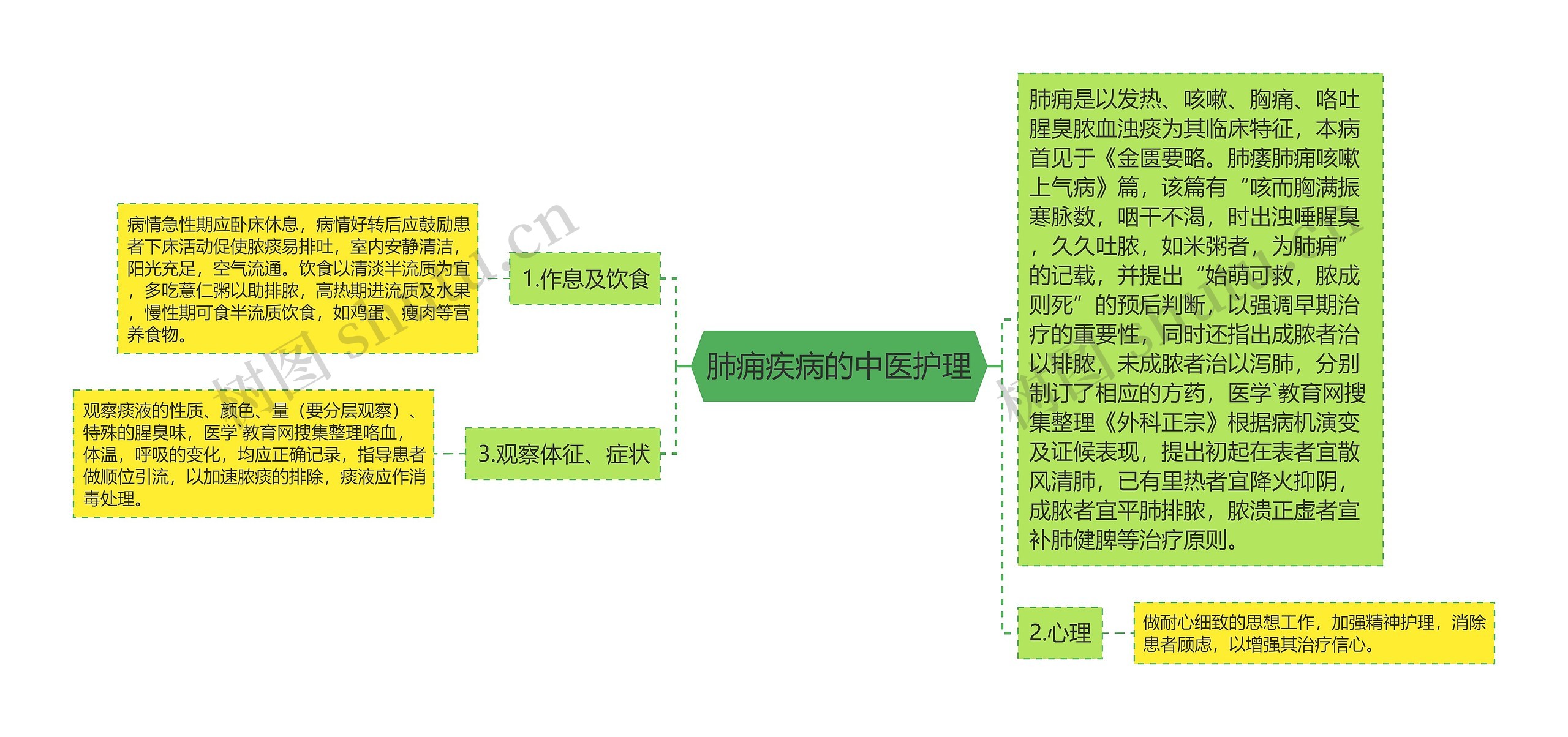 肺痈疾病的中医护理思维导图