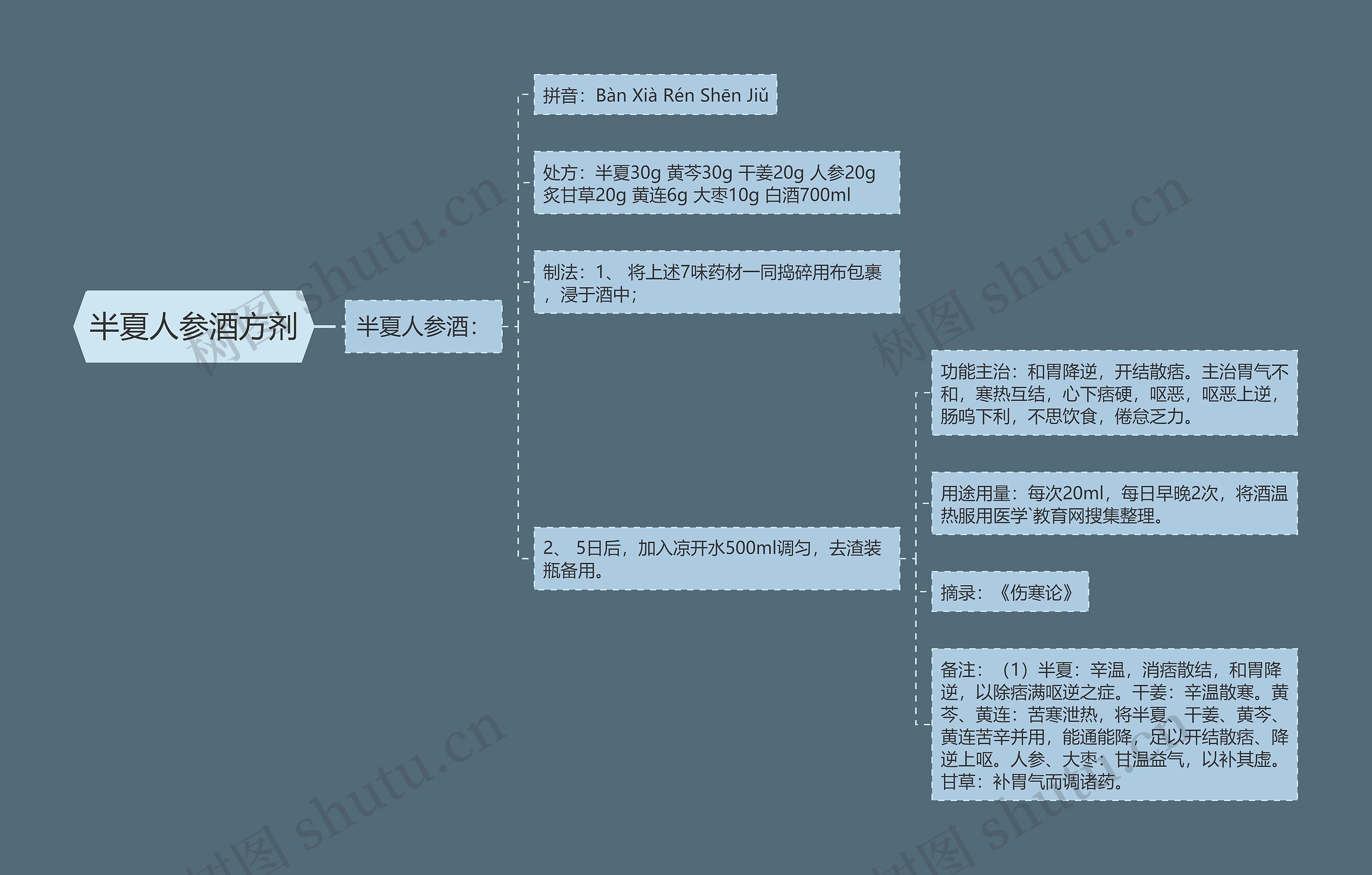 半夏人参酒方剂思维导图