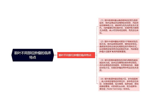 额叶不同部位肿瘤的临床特点