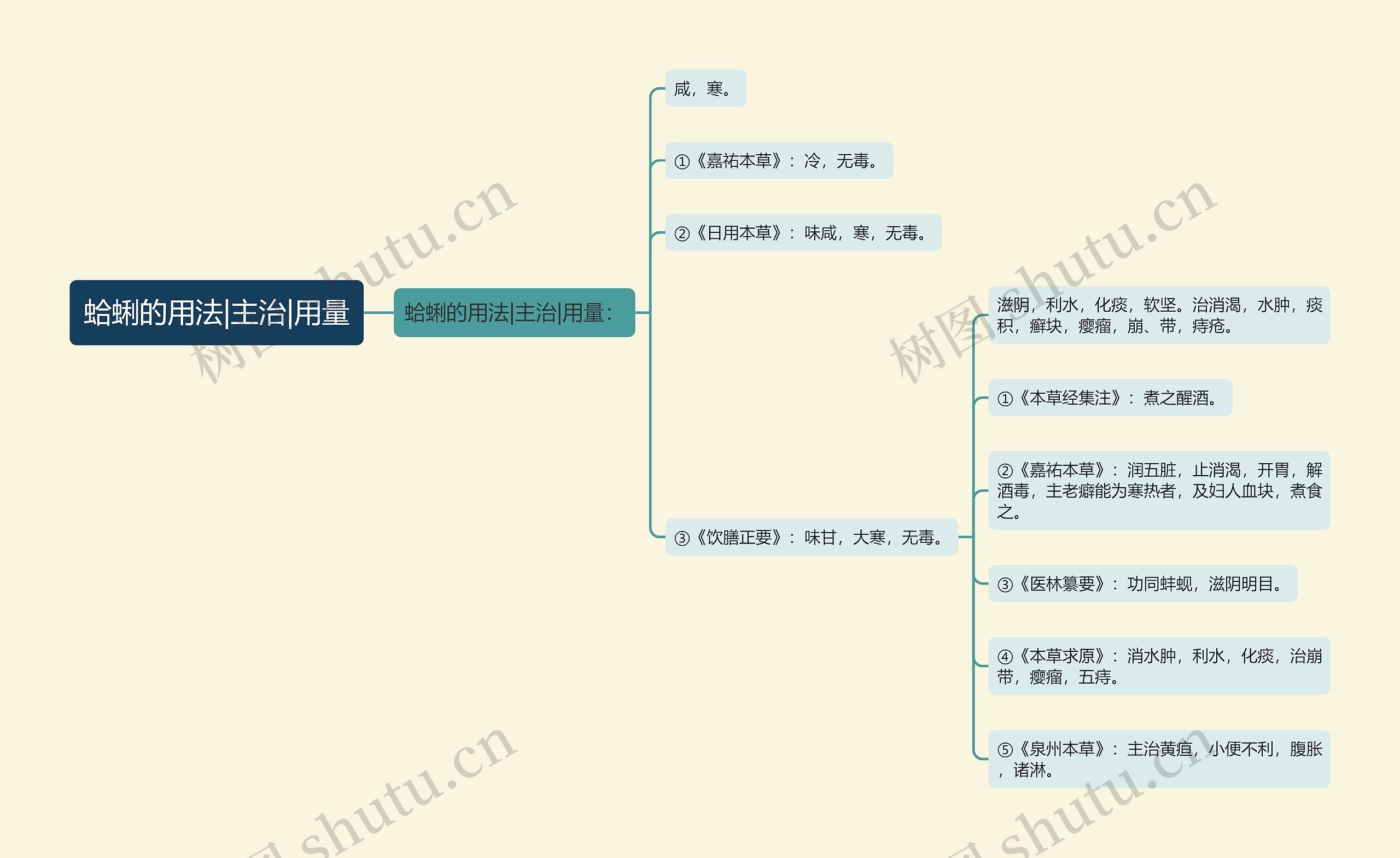 蛤蜊的用法|主治|用量思维导图