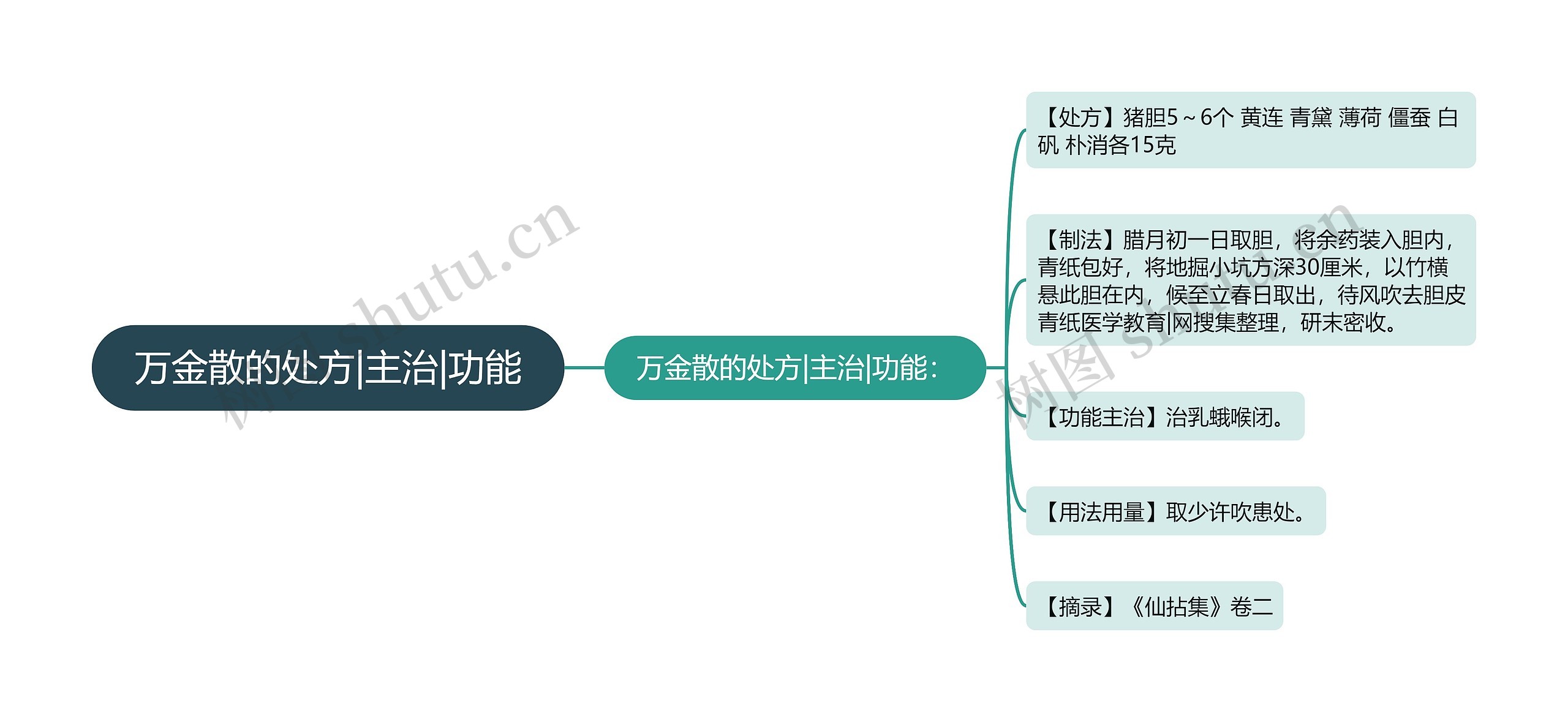 万金散的处方|主治|功能思维导图