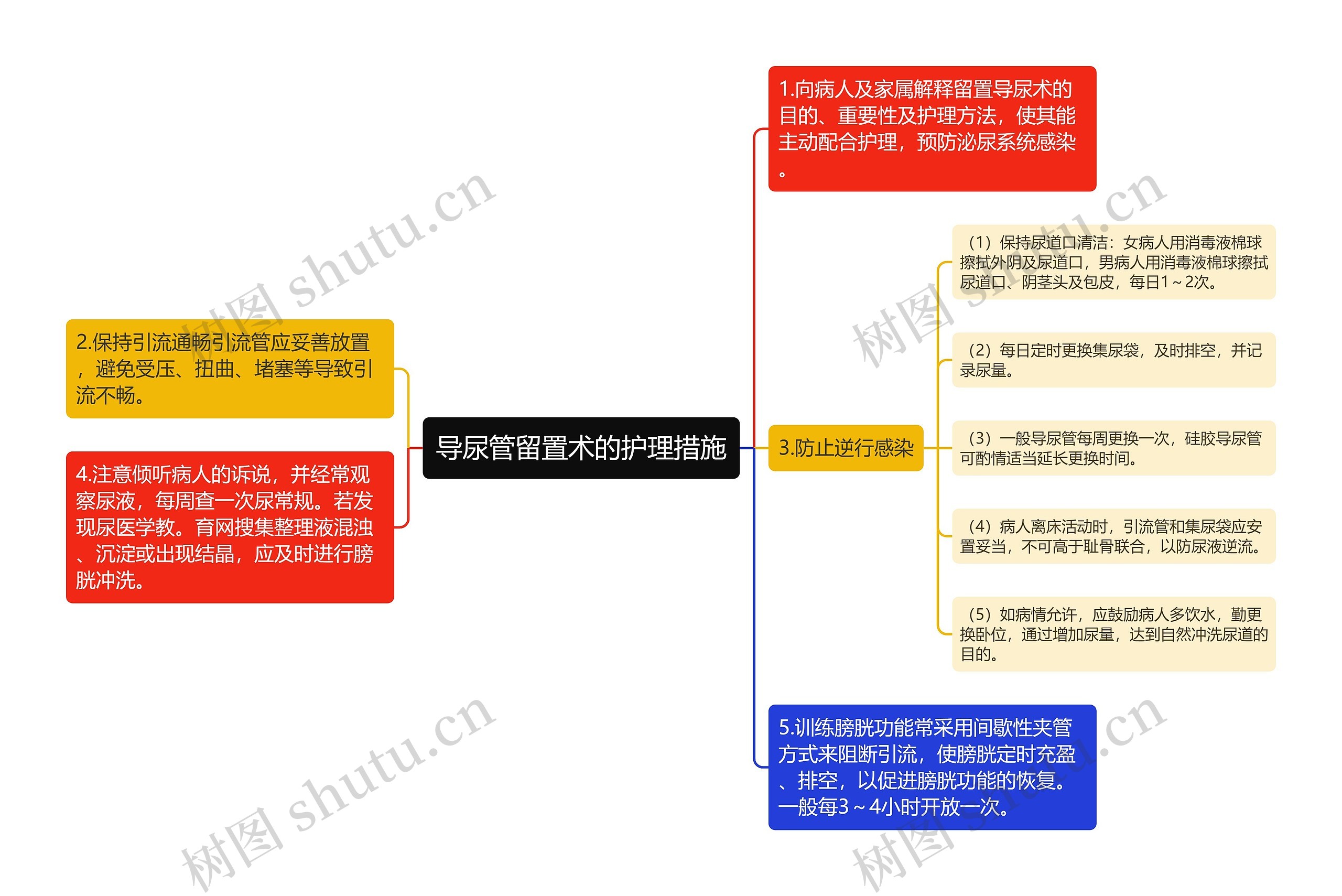 导尿管留置术的护理措施思维导图