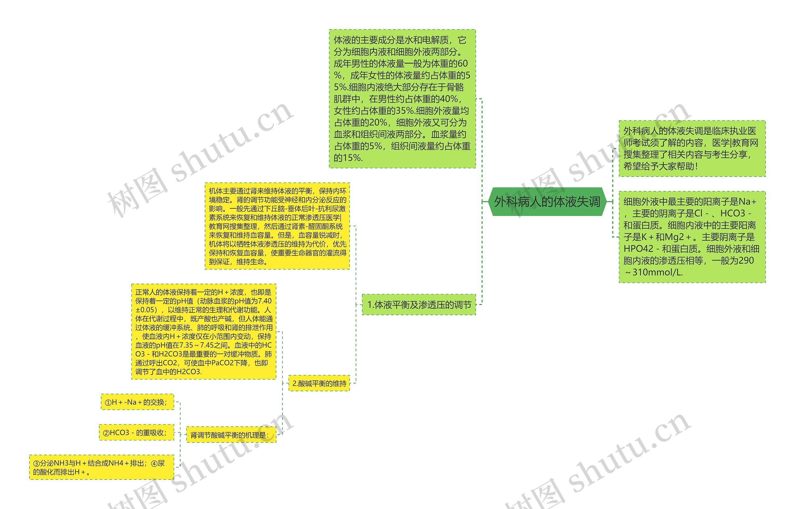 外科病人的体液失调思维导图