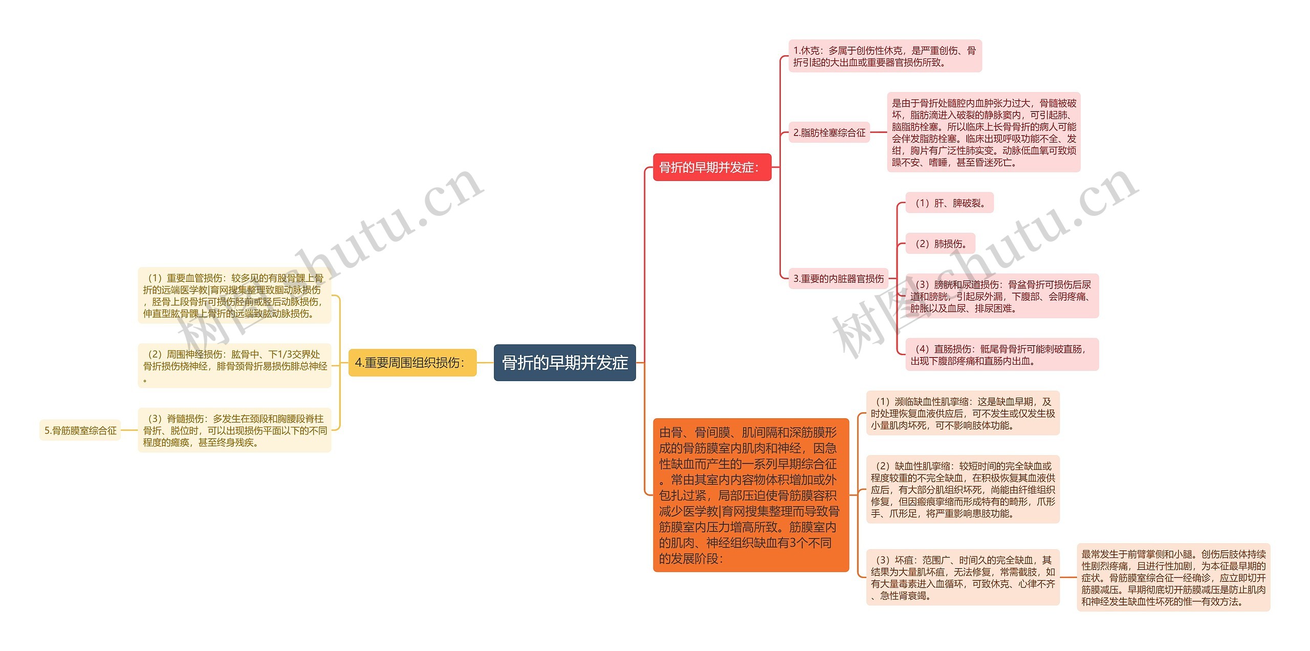 骨折的早期并发症思维导图