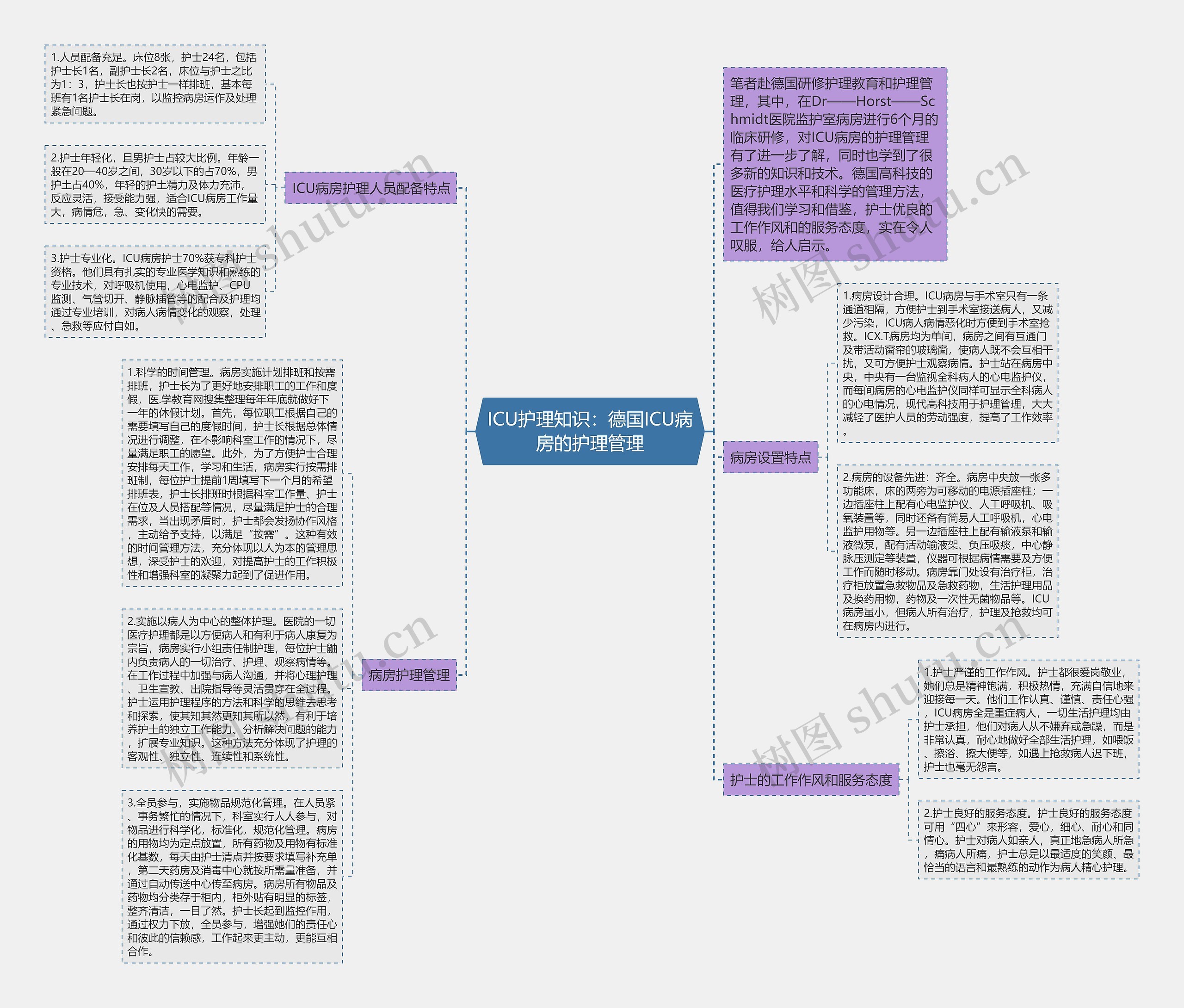 ICU护理知识：德国ICU病房的护理管理思维导图
