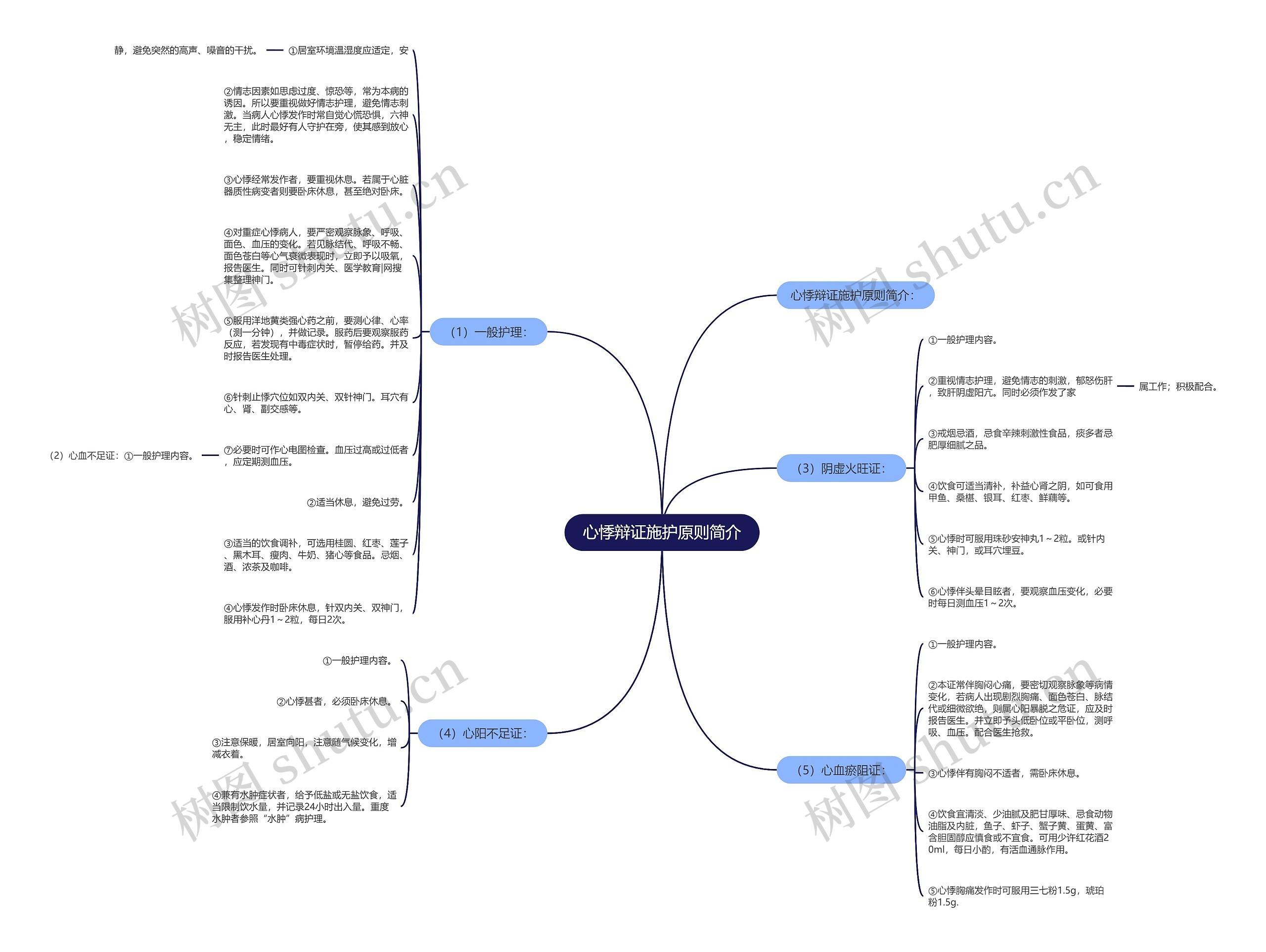 心悸辩证施护原则简介思维导图
