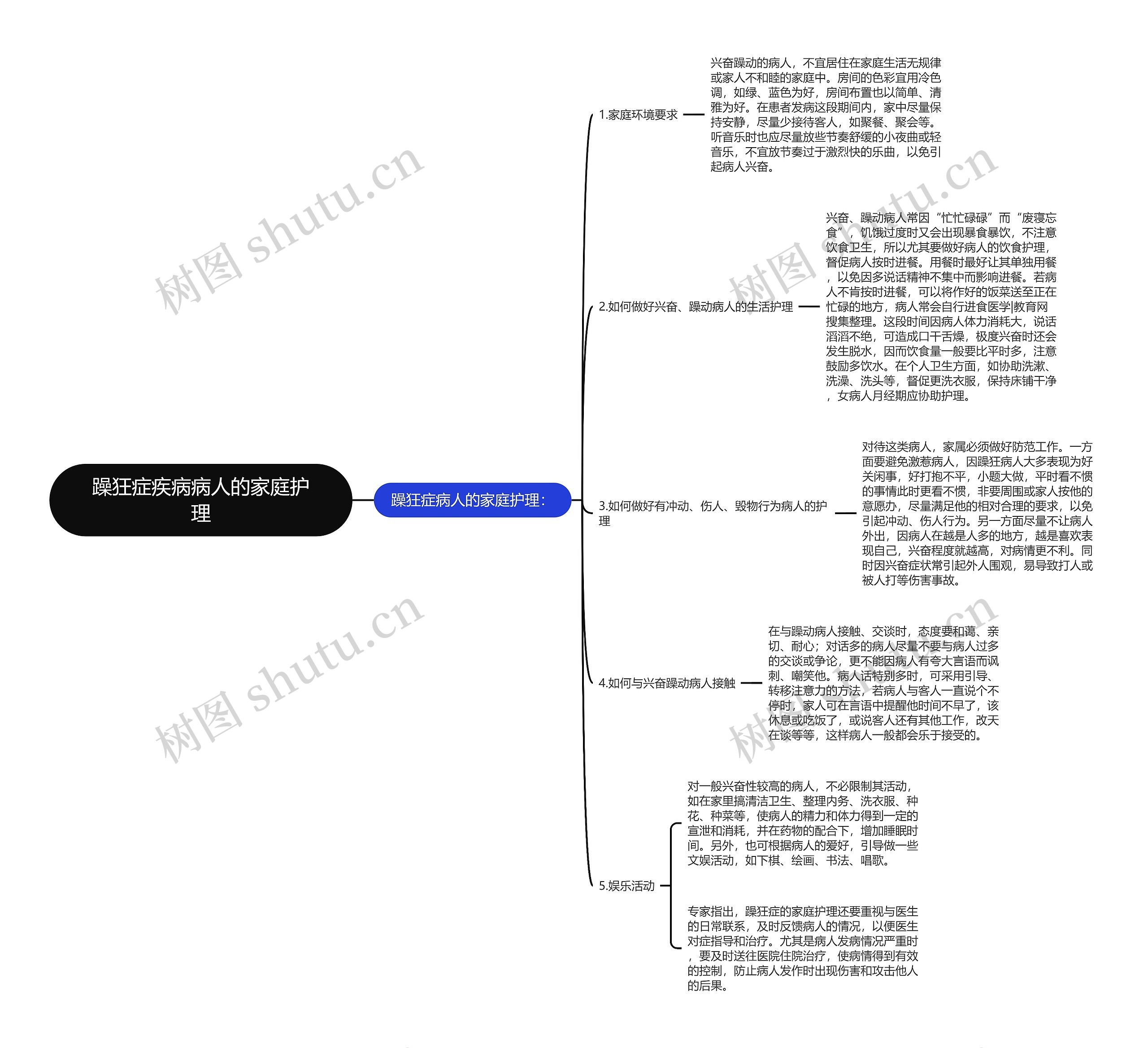 躁狂症疾病病人的家庭护理思维导图
