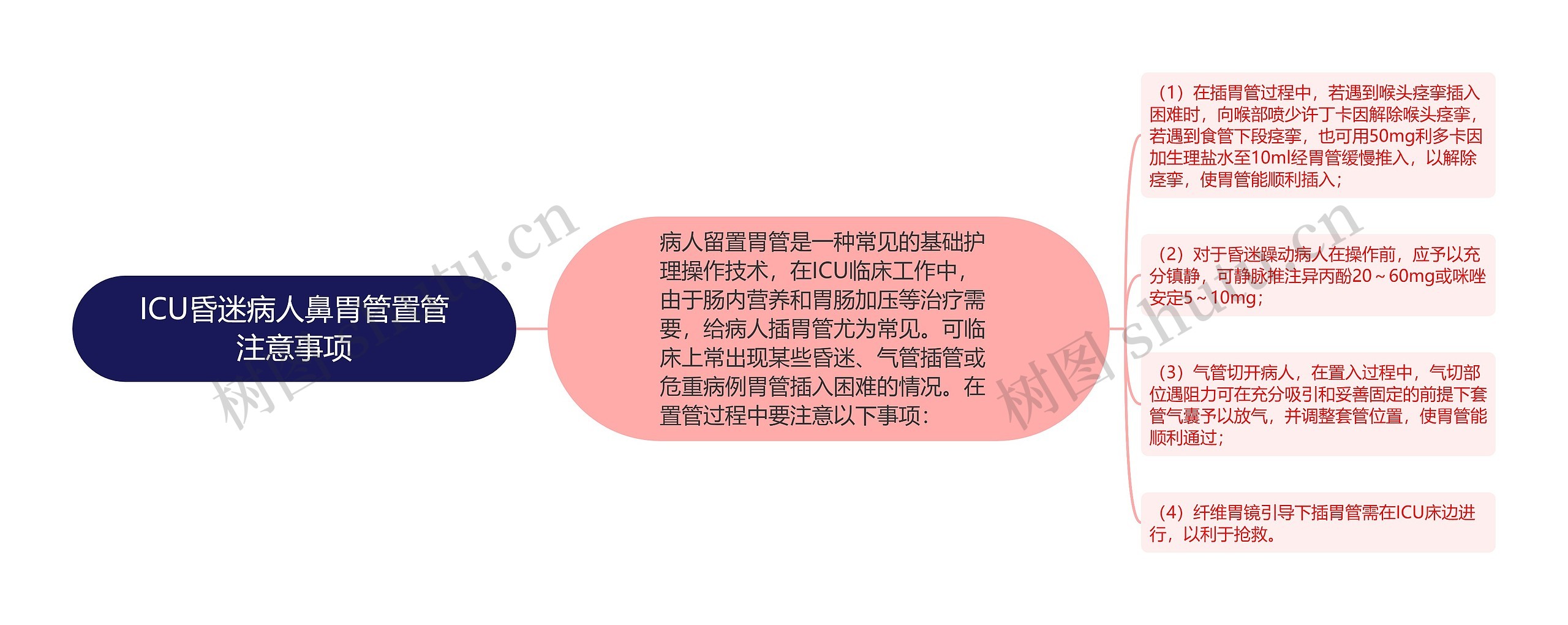 ICU昏迷病人鼻胃管置管注意事项思维导图