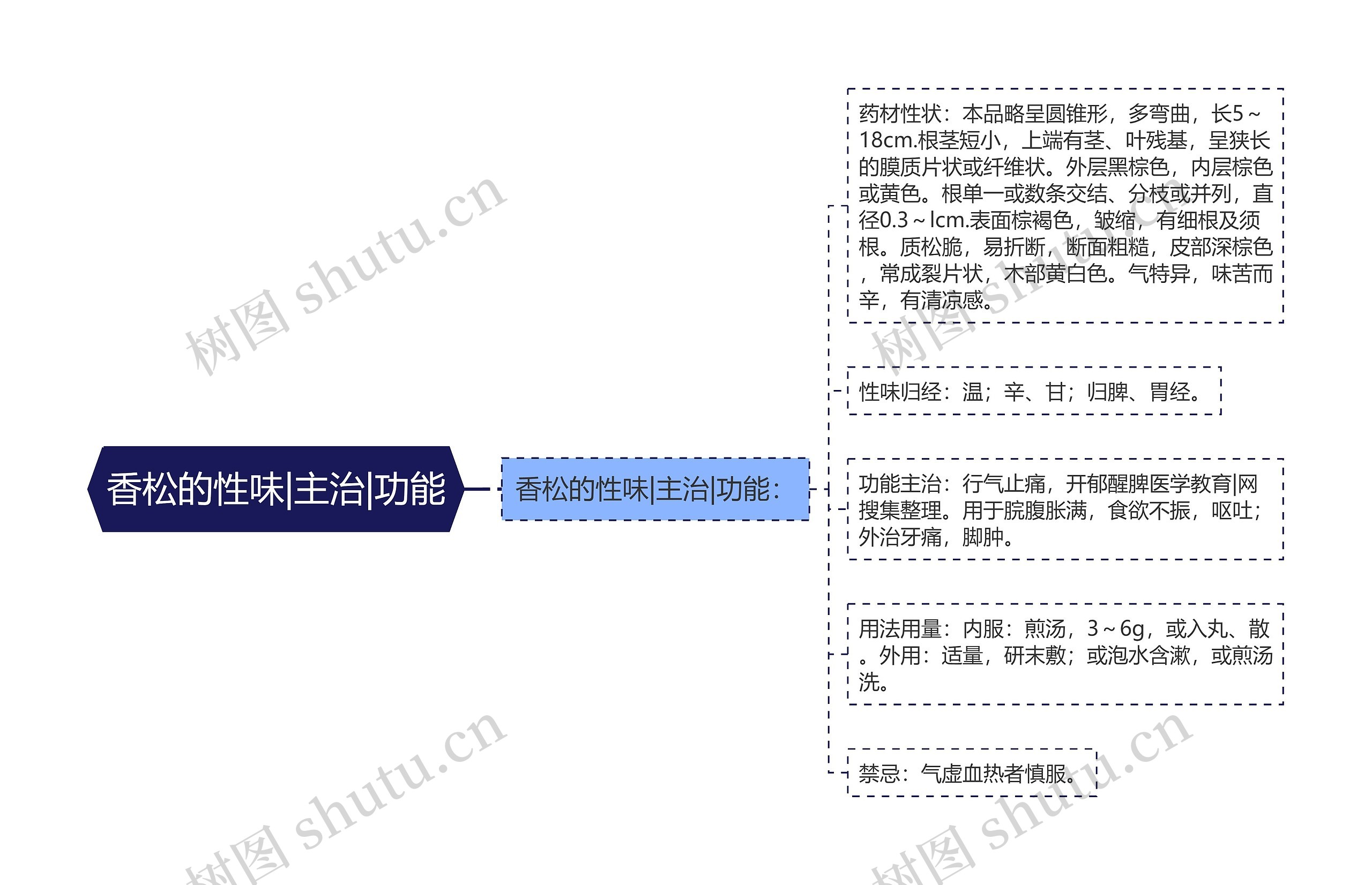 香松的性味|主治|功能思维导图