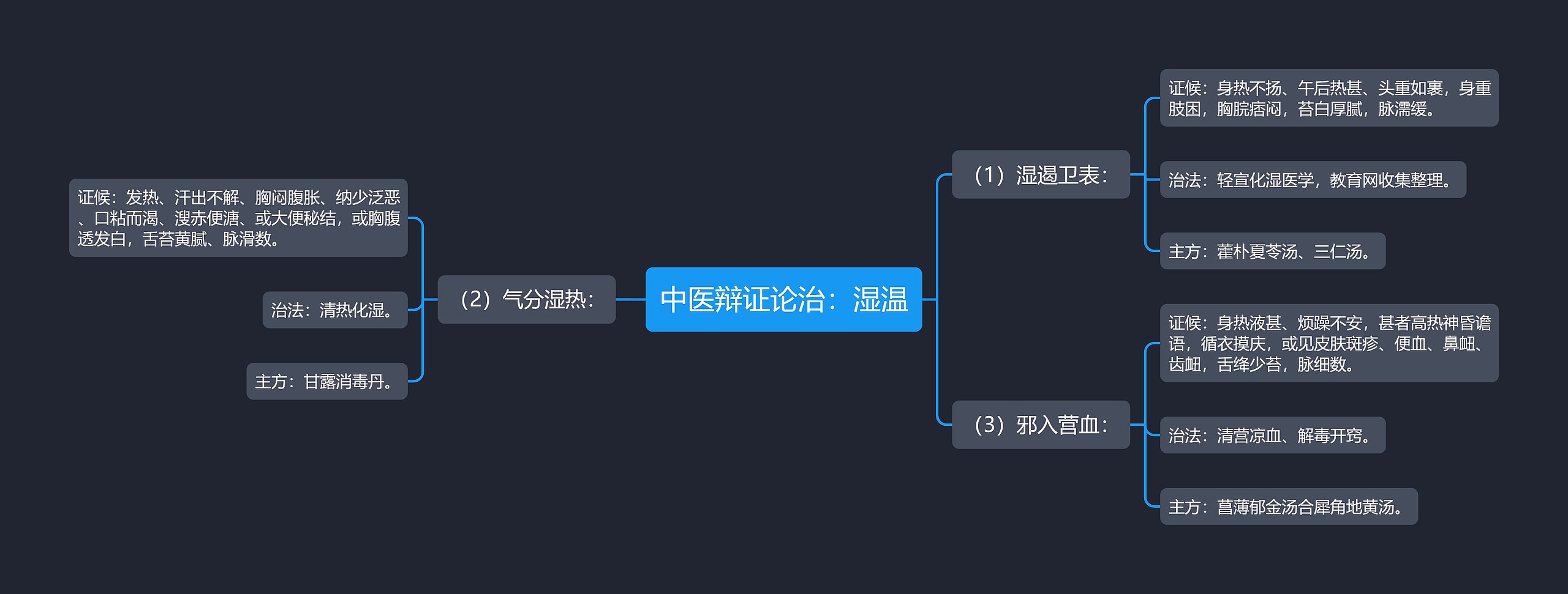 中医辩证论治：湿温思维导图