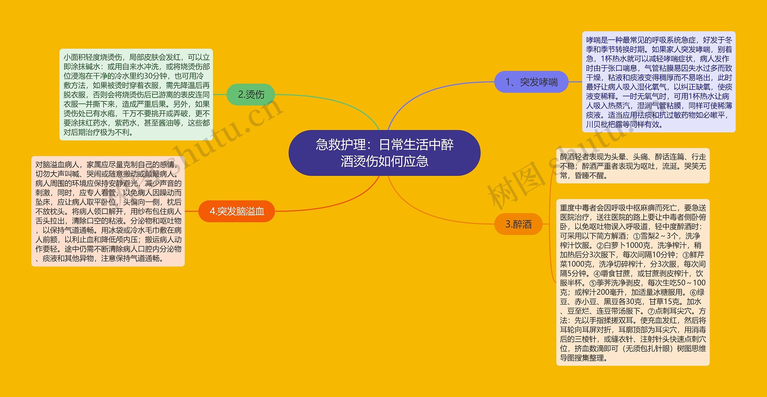 急救护理：日常生活中醉酒烫伤如何应急思维导图